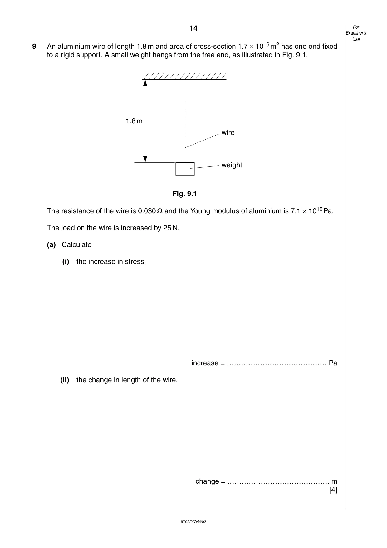 Cambridge A Level Physics 9702 2002 Oct/Nov Paper 2 · Variant 1 question paper, page 14 of 16