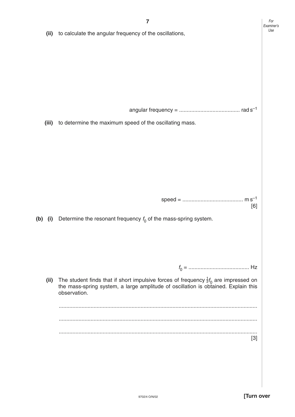 Cambridge A Level Physics 9702 2002 Oct/Nov Paper 4 · Variant 1 question paper, page 7 of 16