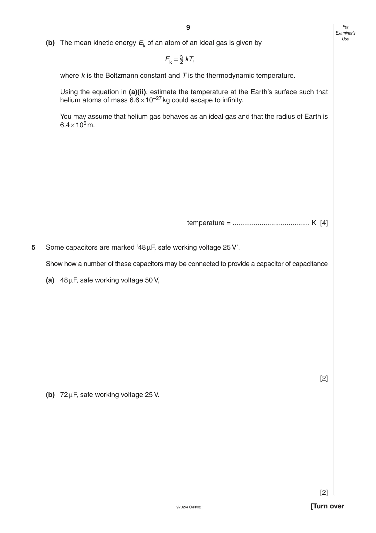 Cambridge A Level Physics 9702 2002 Oct/Nov Paper 4 · Variant 1 question paper, page 9 of 16