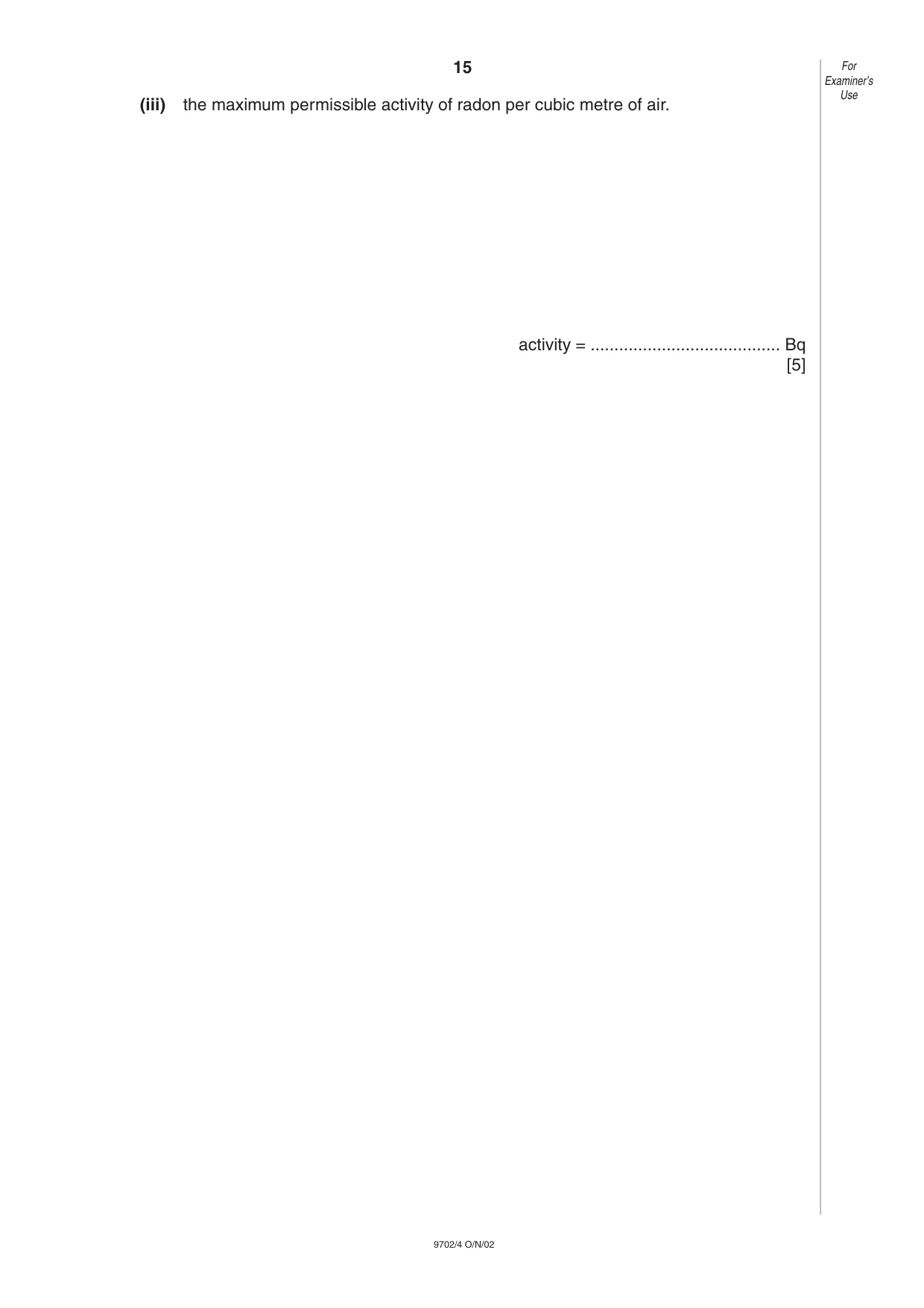 Cambridge A Level Physics 9702 2002 Oct/Nov Paper 4 · Variant 1 question paper, page 15 of 16