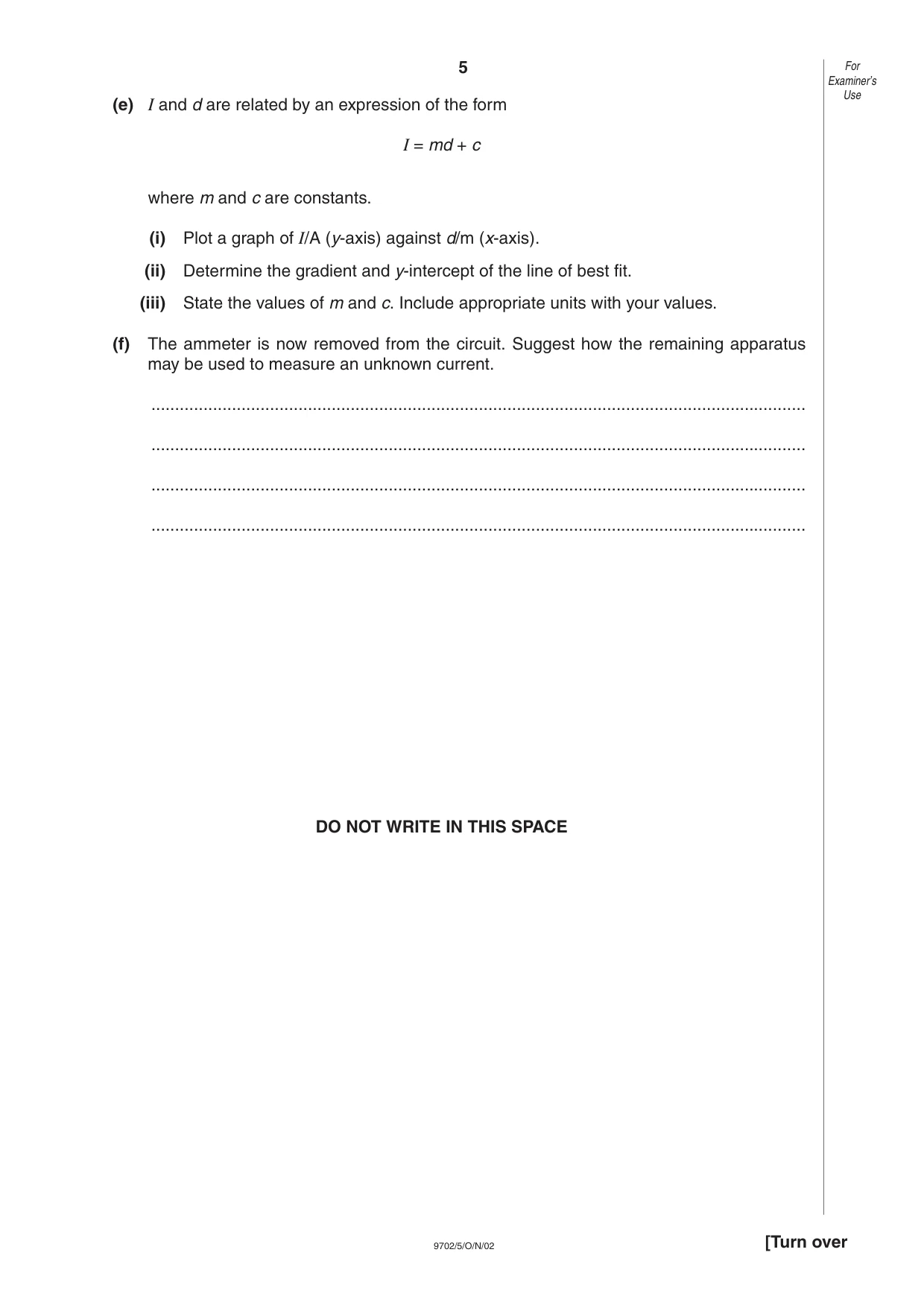 Cambridge A Level Physics 9702 2002 Oct/Nov Paper 5 · Variant 1 question paper, page 5 of 12