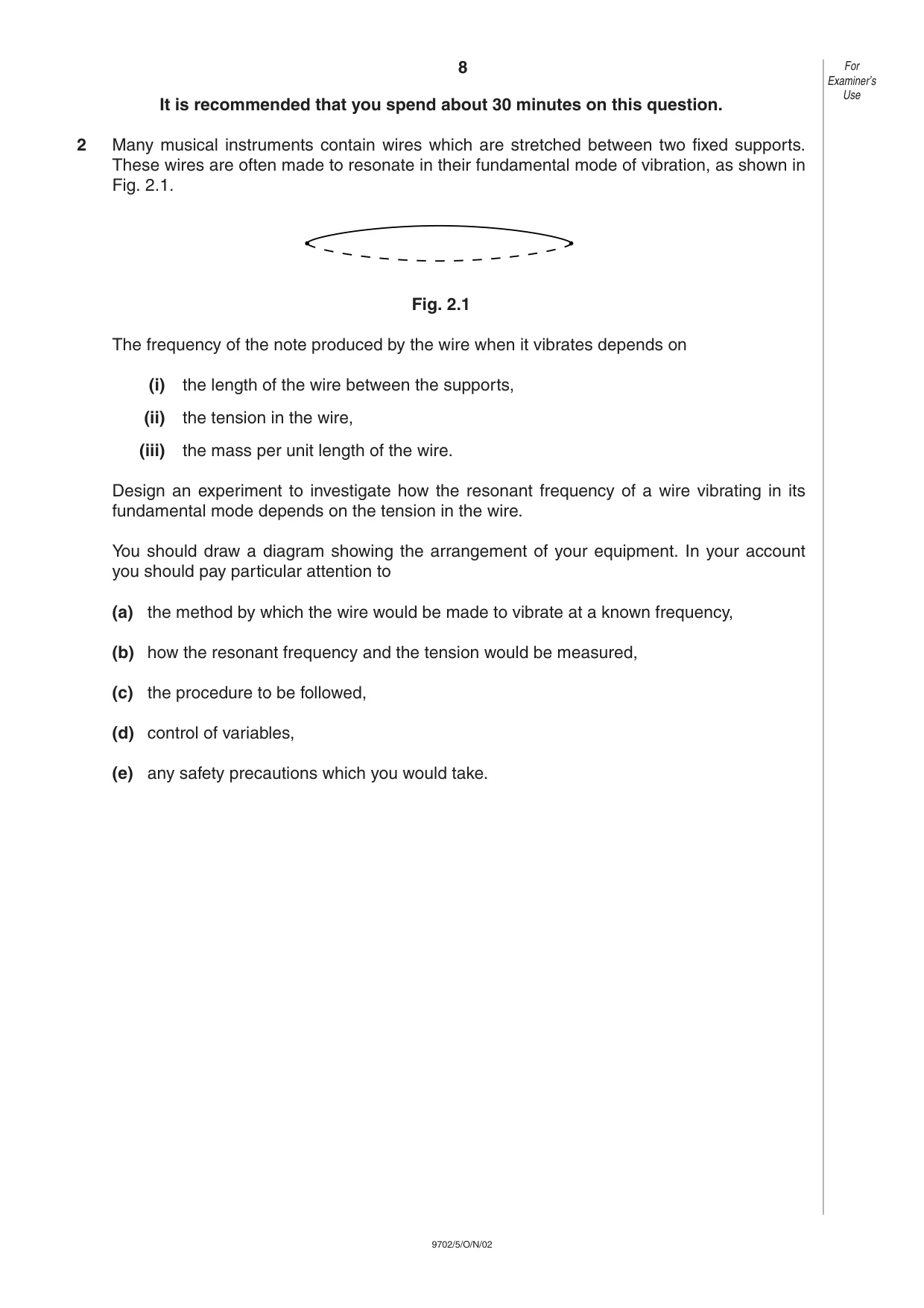 Cambridge A Level Physics 9702 2002 Oct/Nov Paper 5 · Variant 1 question paper, page 8 of 12