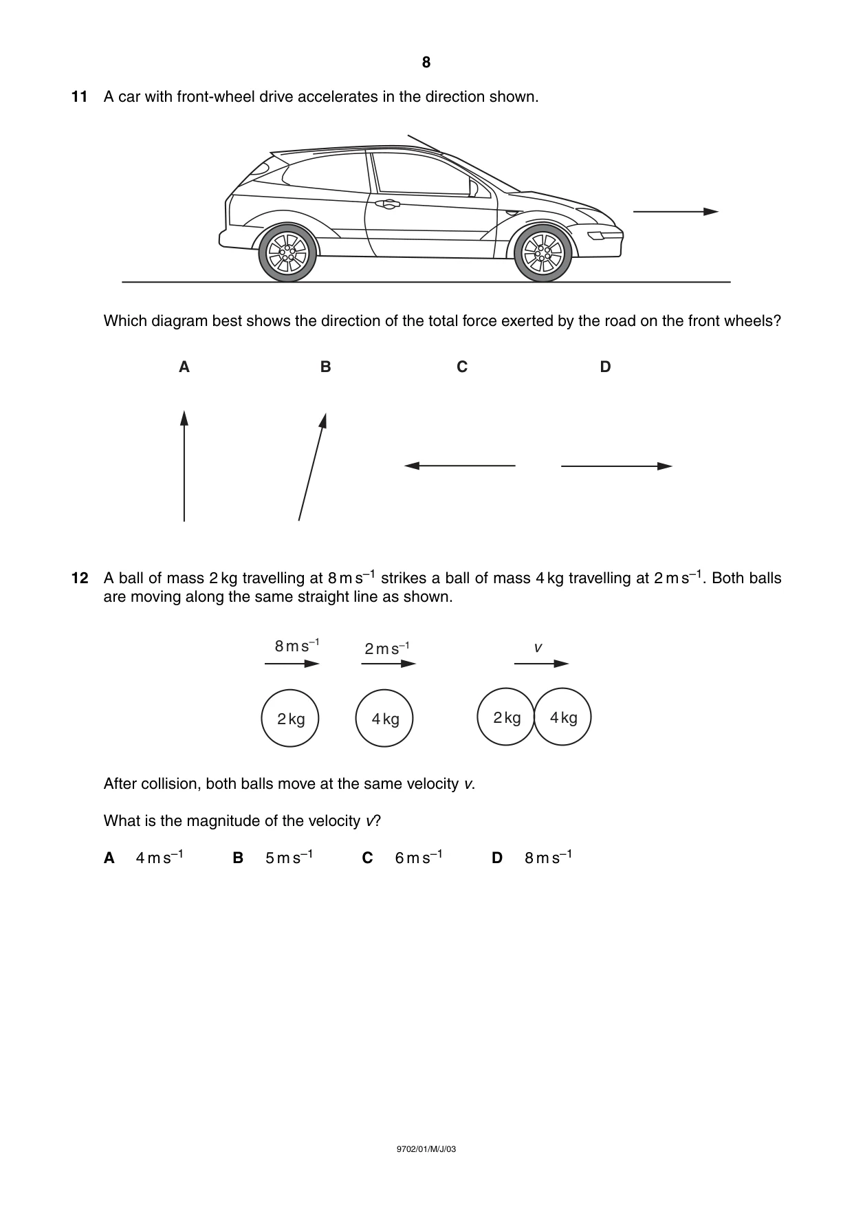 Cambridge A Level Physics 9702 2003 May/June Paper 1 · Variant 1 question paper, page 8 of 20