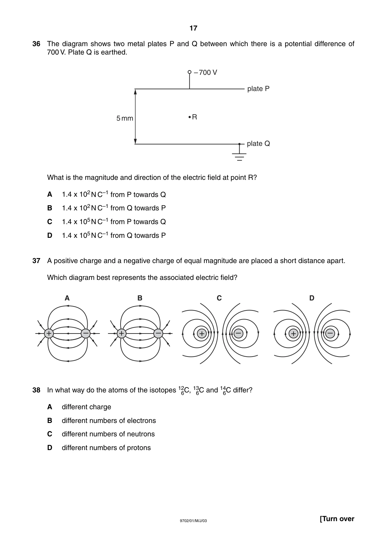 Cambridge A Level Physics 9702 2003 May/June Paper 1 · Variant 1 question paper, page 17 of 20