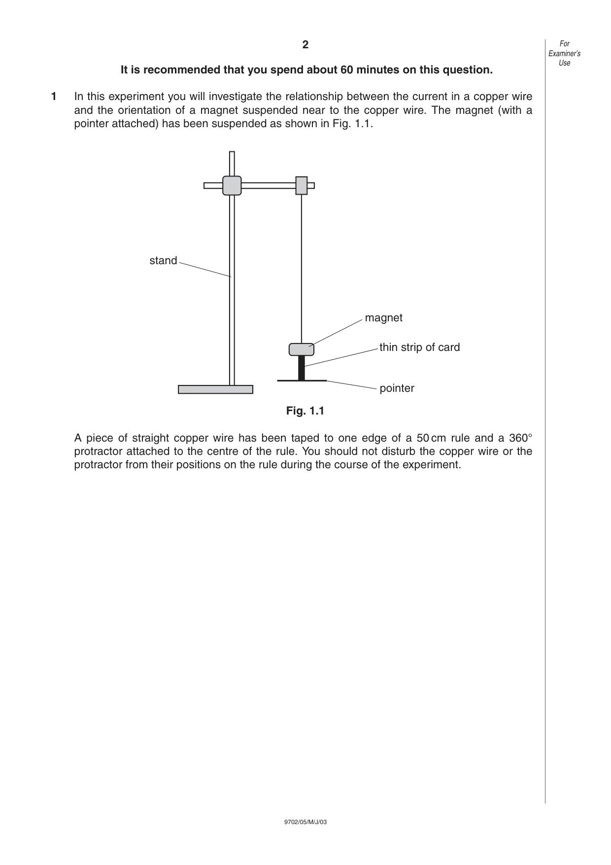 Cambridge A Level Physics 9702 2003 May/June Paper 5 · Variant 1 question paper, page 2 of 12