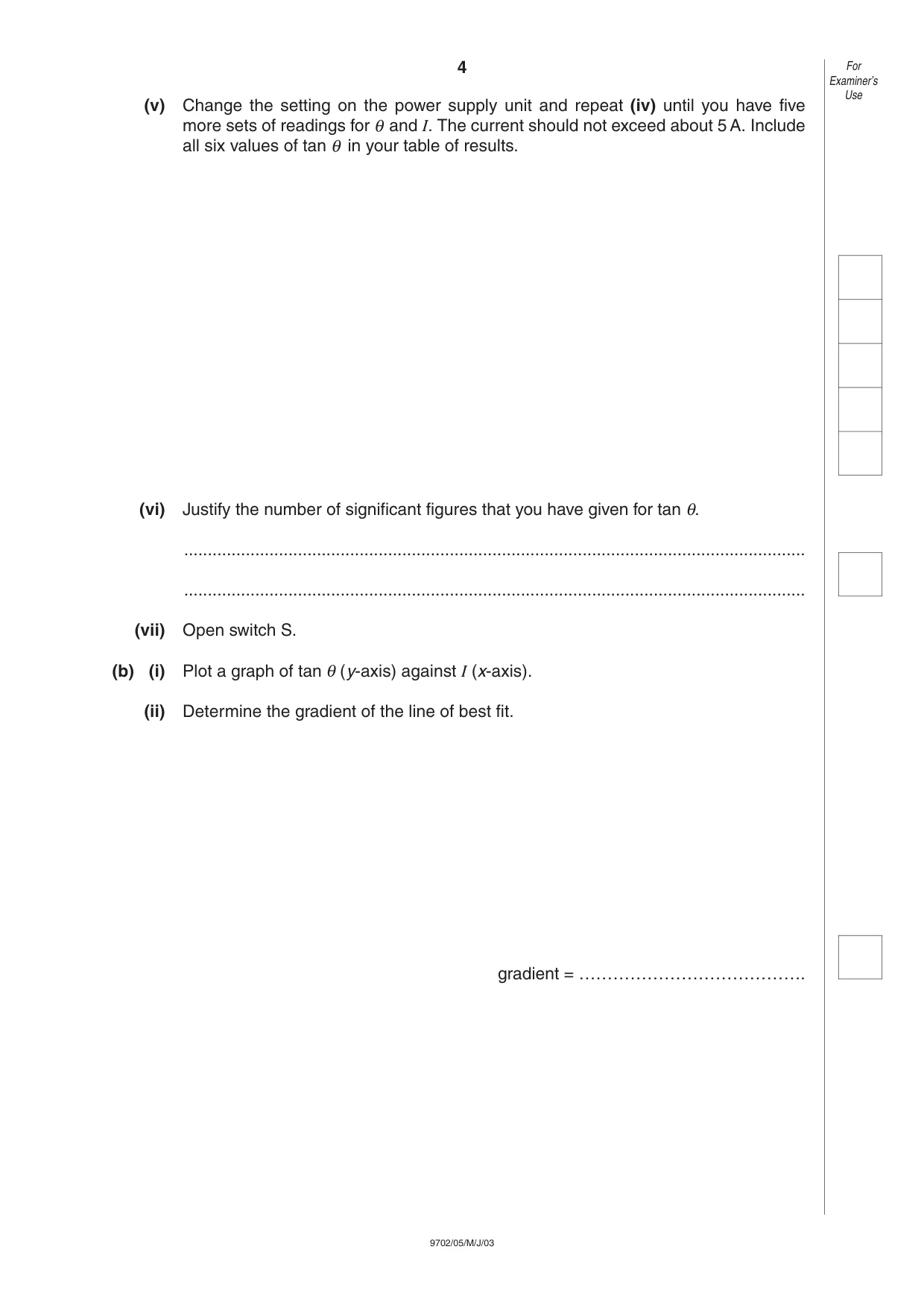 Cambridge A Level Physics 9702 2003 May/June Paper 5 · Variant 1 question paper, page 4 of 12