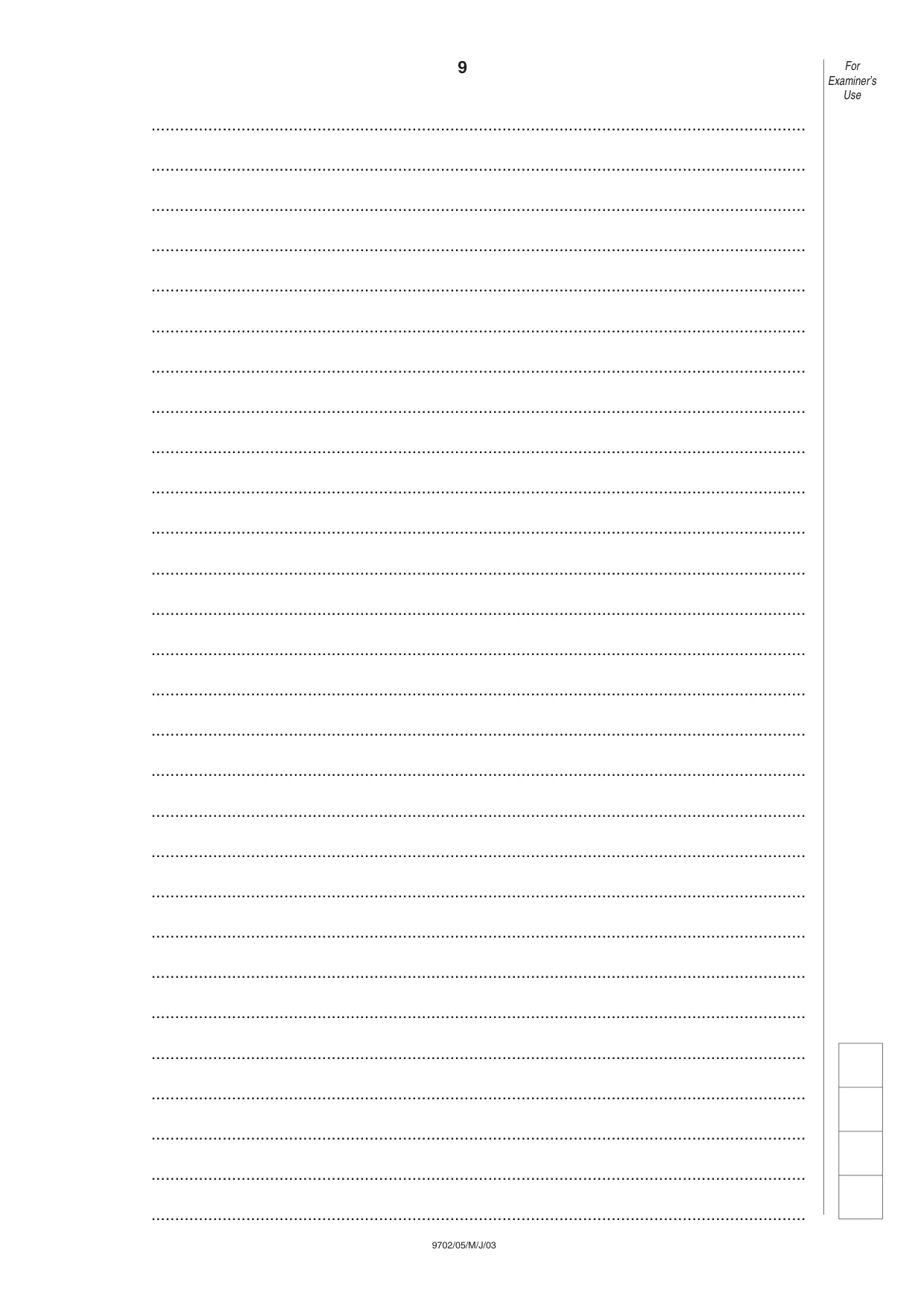 Cambridge A Level Physics 9702 2003 May/June Paper 5 · Variant 1 question paper, page 9 of 12
