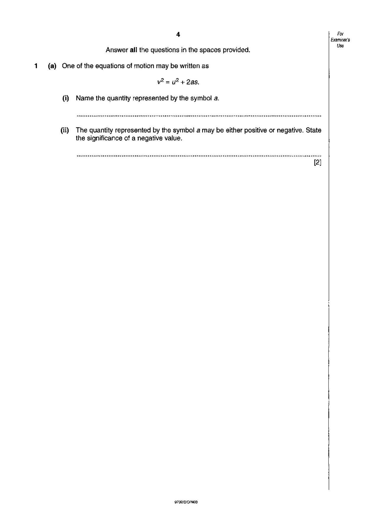 Cambridge A Level Physics 9702 2003 Oct/Nov Paper 2 · Variant 1 question paper, page 4 of 20