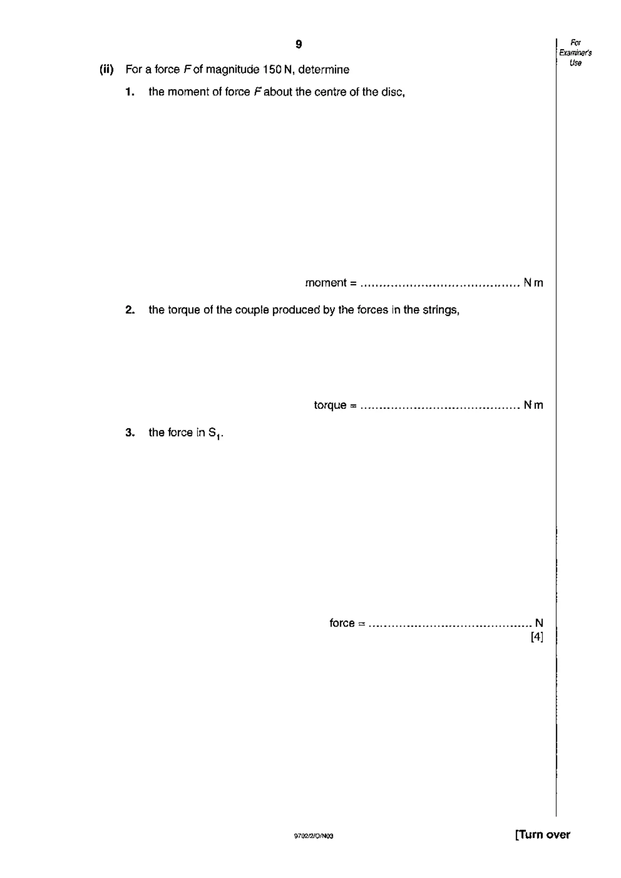 Cambridge A Level Physics 9702 2003 Oct/Nov Paper 2 · Variant 1 question paper, page 9 of 20