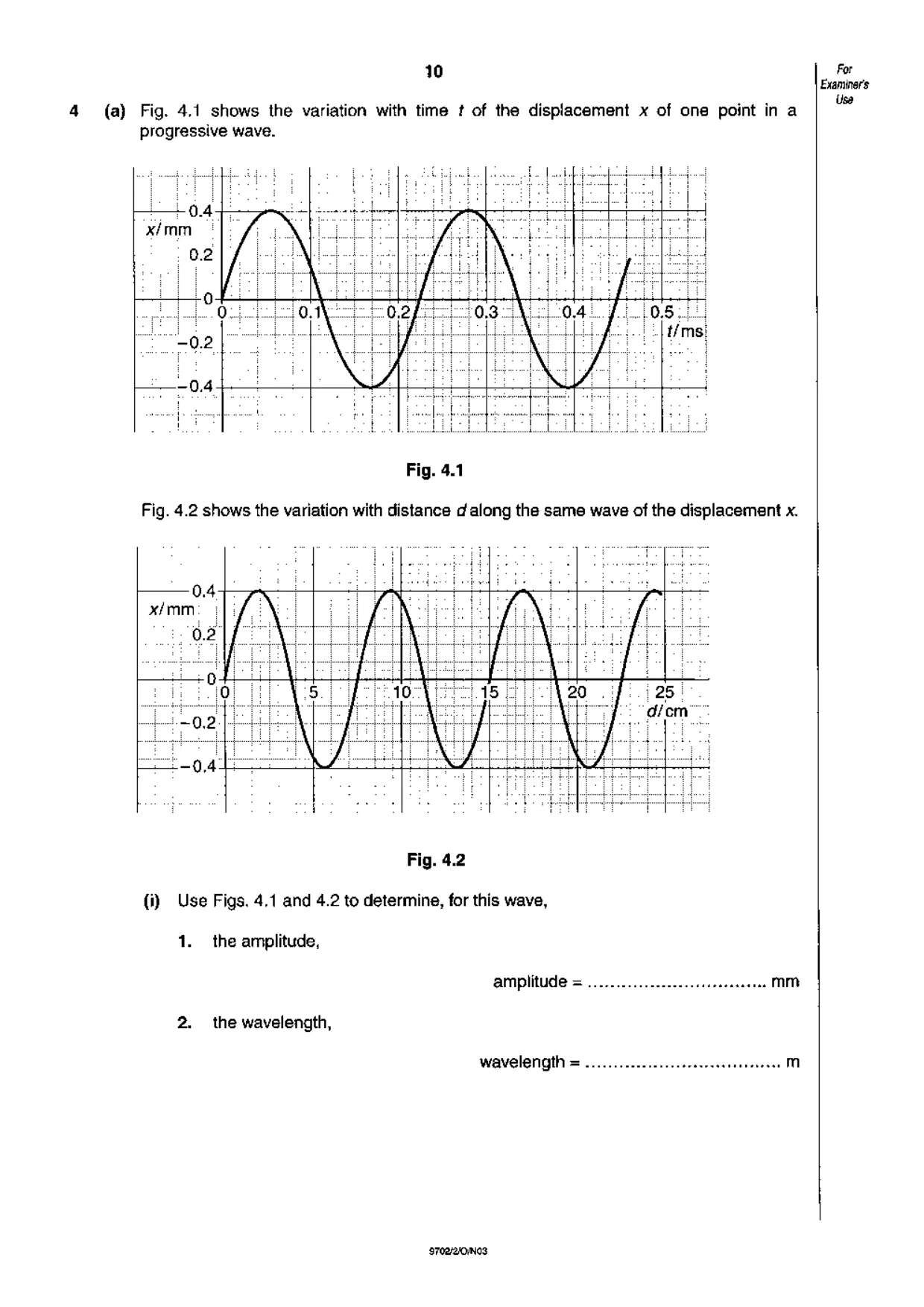 Cambridge A Level Physics 9702 2003 Oct/Nov Paper 2 · Variant 1 question paper, page 10 of 20