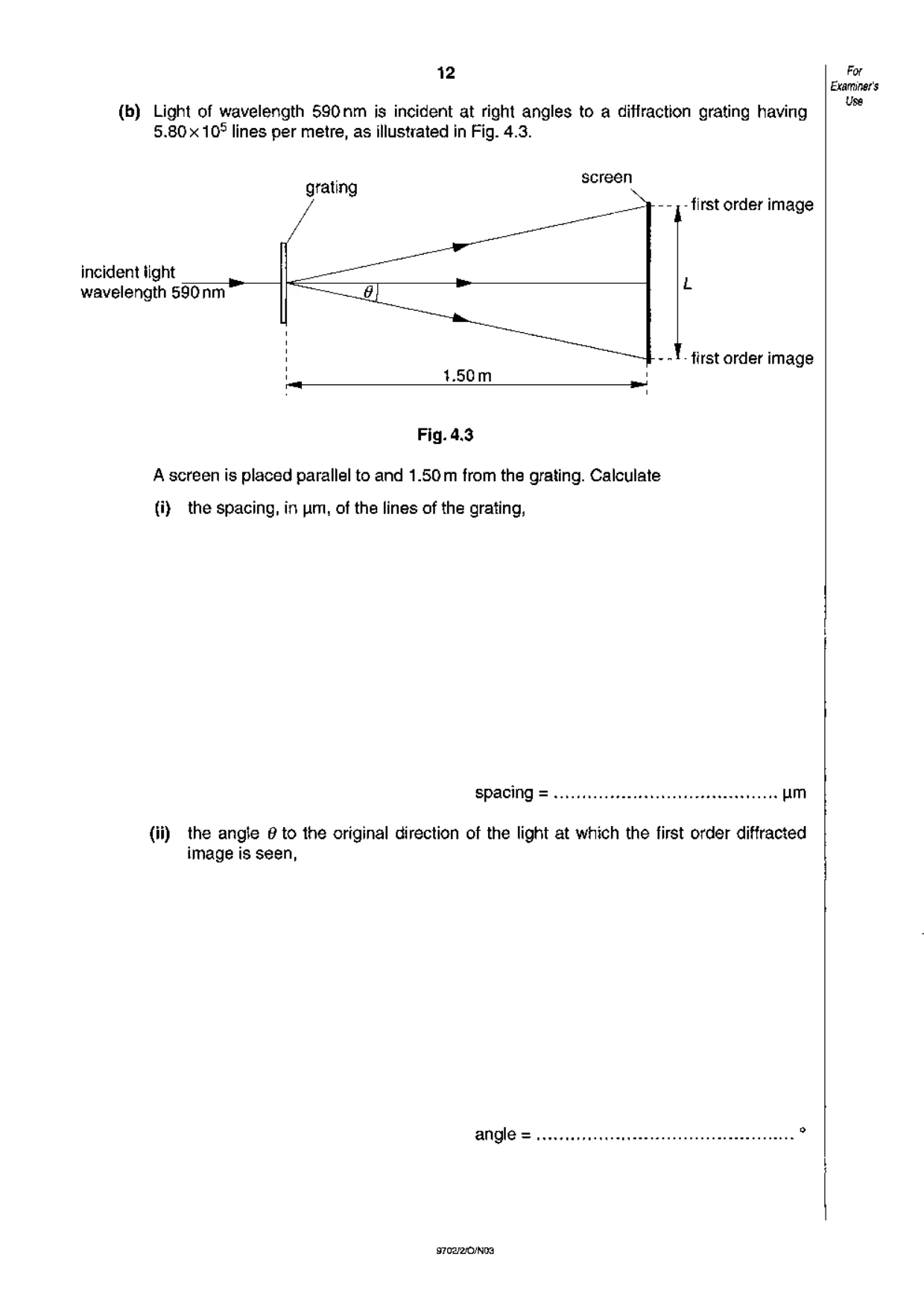 Cambridge A Level Physics 9702 2003 Oct/Nov Paper 2 · Variant 1 question paper, page 12 of 20