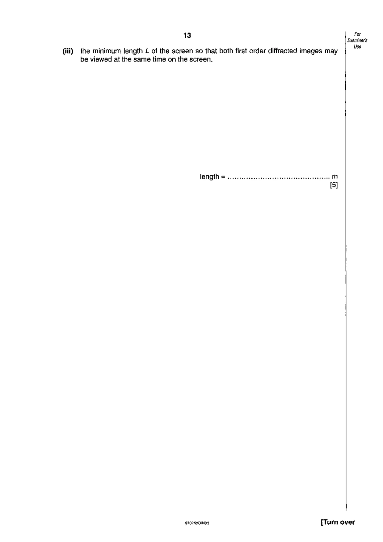 Cambridge A Level Physics 9702 2003 Oct/Nov Paper 2 · Variant 1 question paper, page 13 of 20