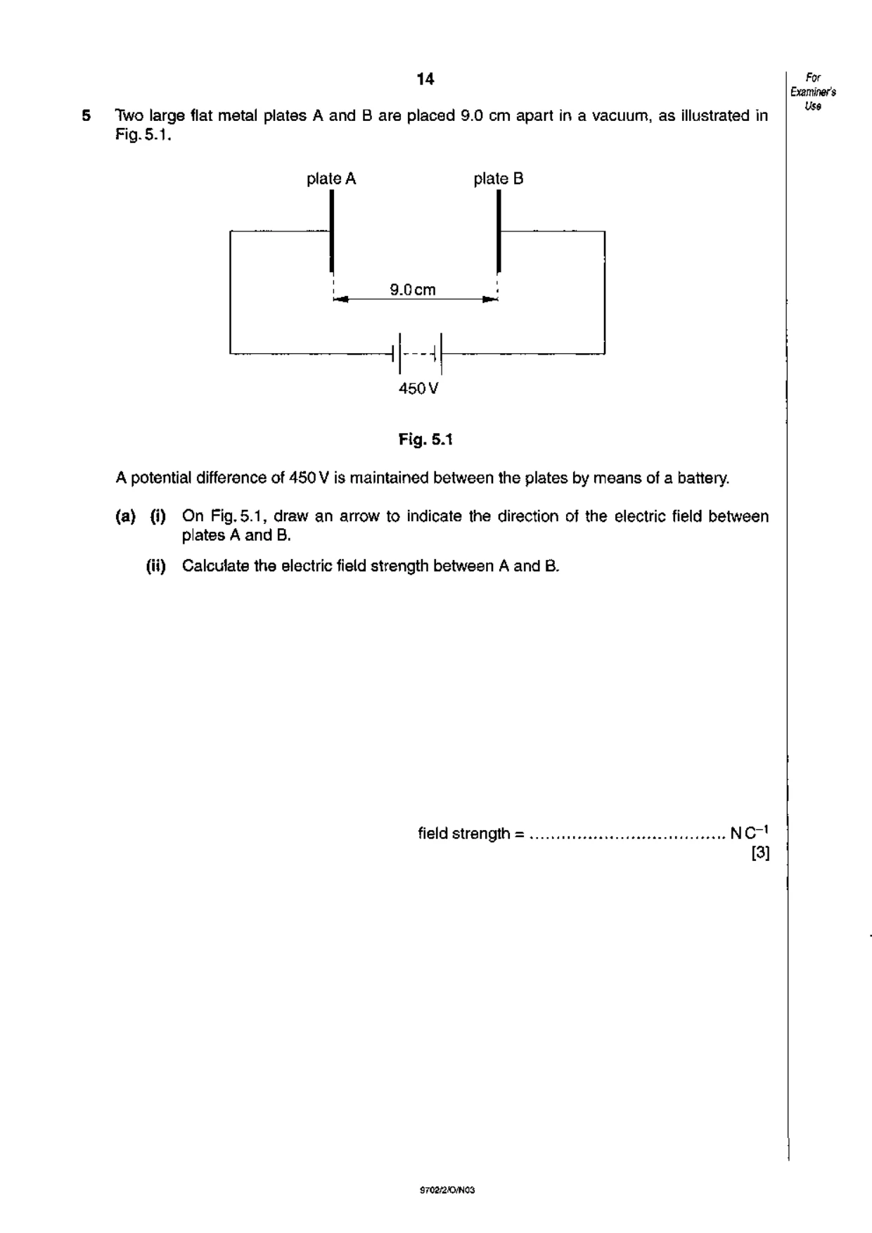 Cambridge A Level Physics 9702 2003 Oct/Nov Paper 2 · Variant 1 question paper, page 14 of 20