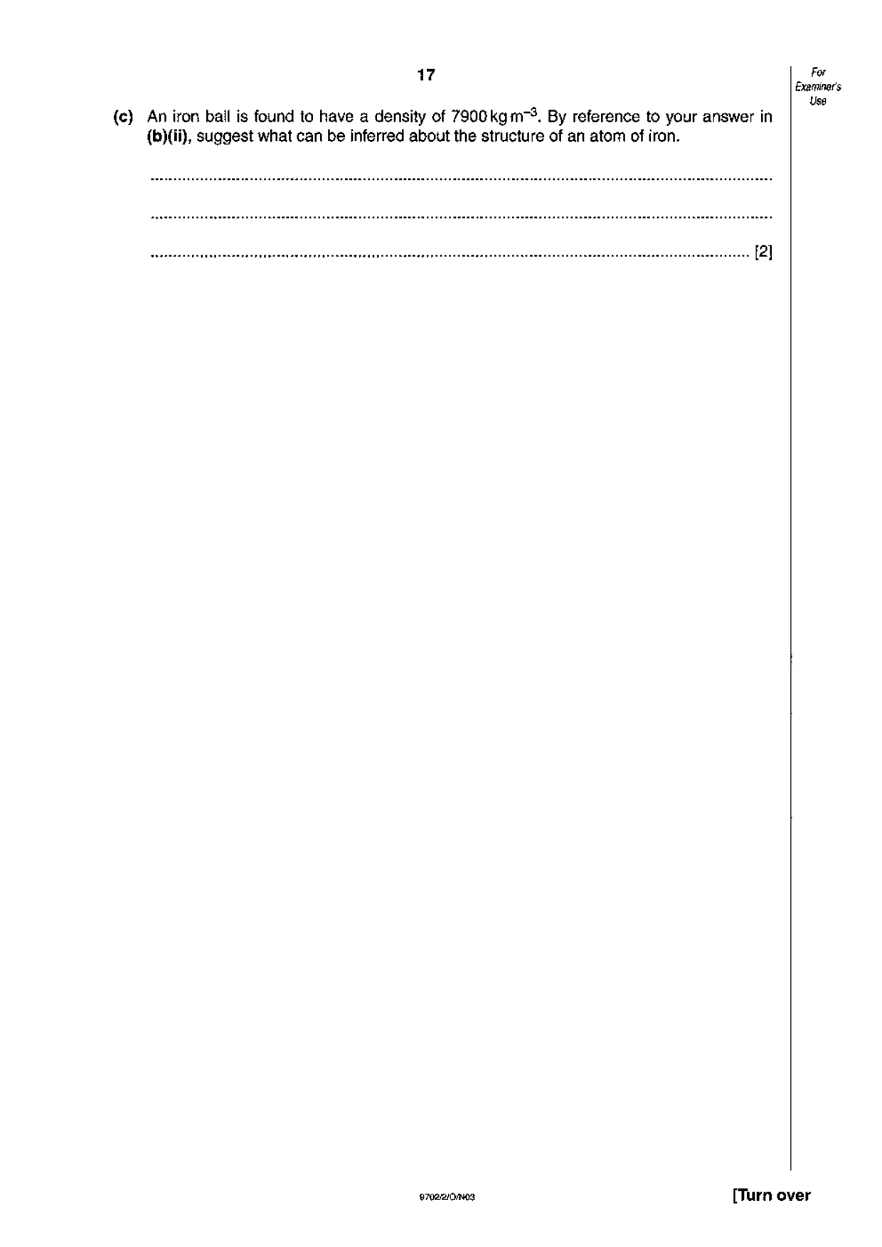 Cambridge A Level Physics 9702 2003 Oct/Nov Paper 2 · Variant 1 question paper, page 17 of 20