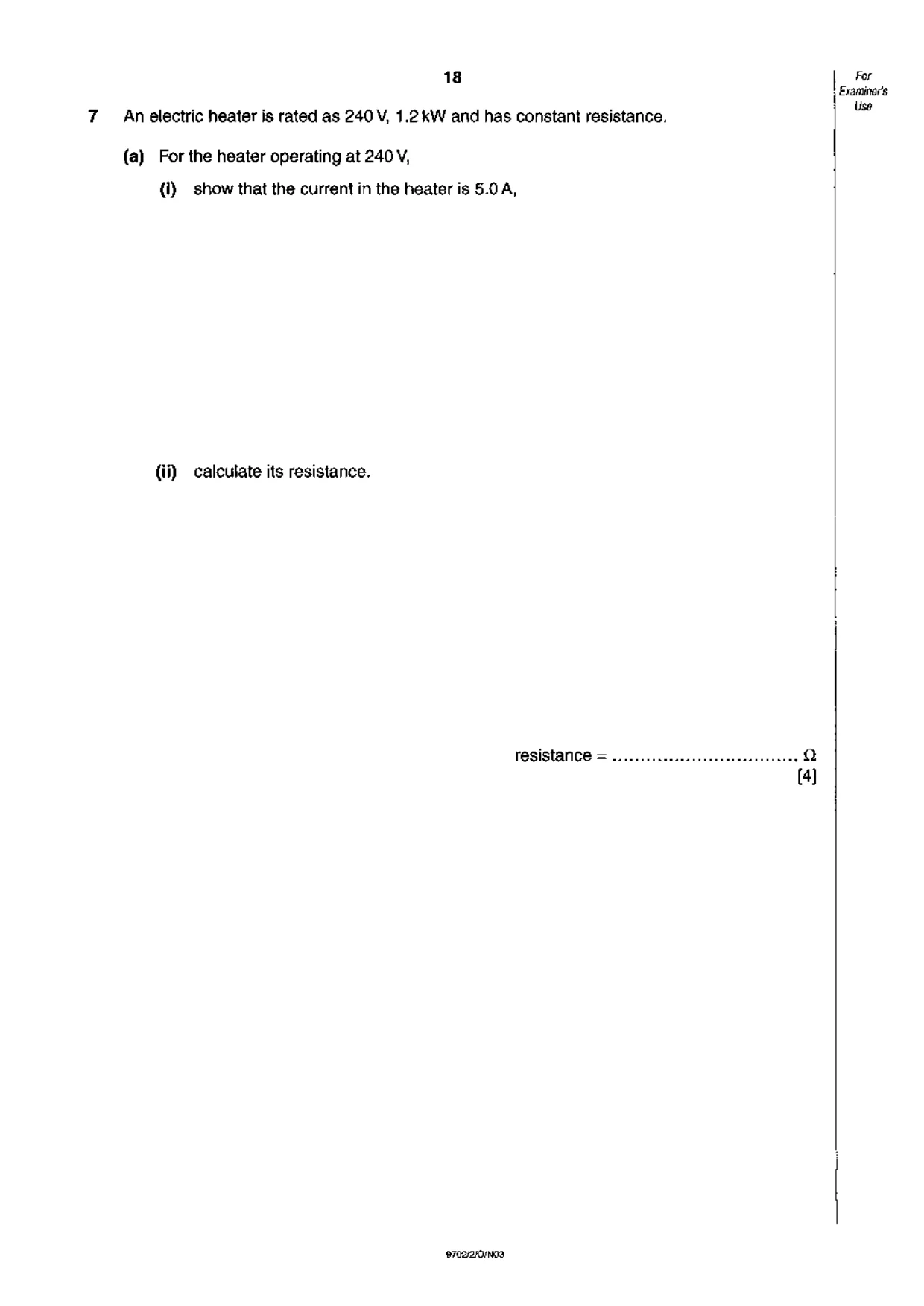 Cambridge A Level Physics 9702 2003 Oct/Nov Paper 2 · Variant 1 question paper, page 18 of 20