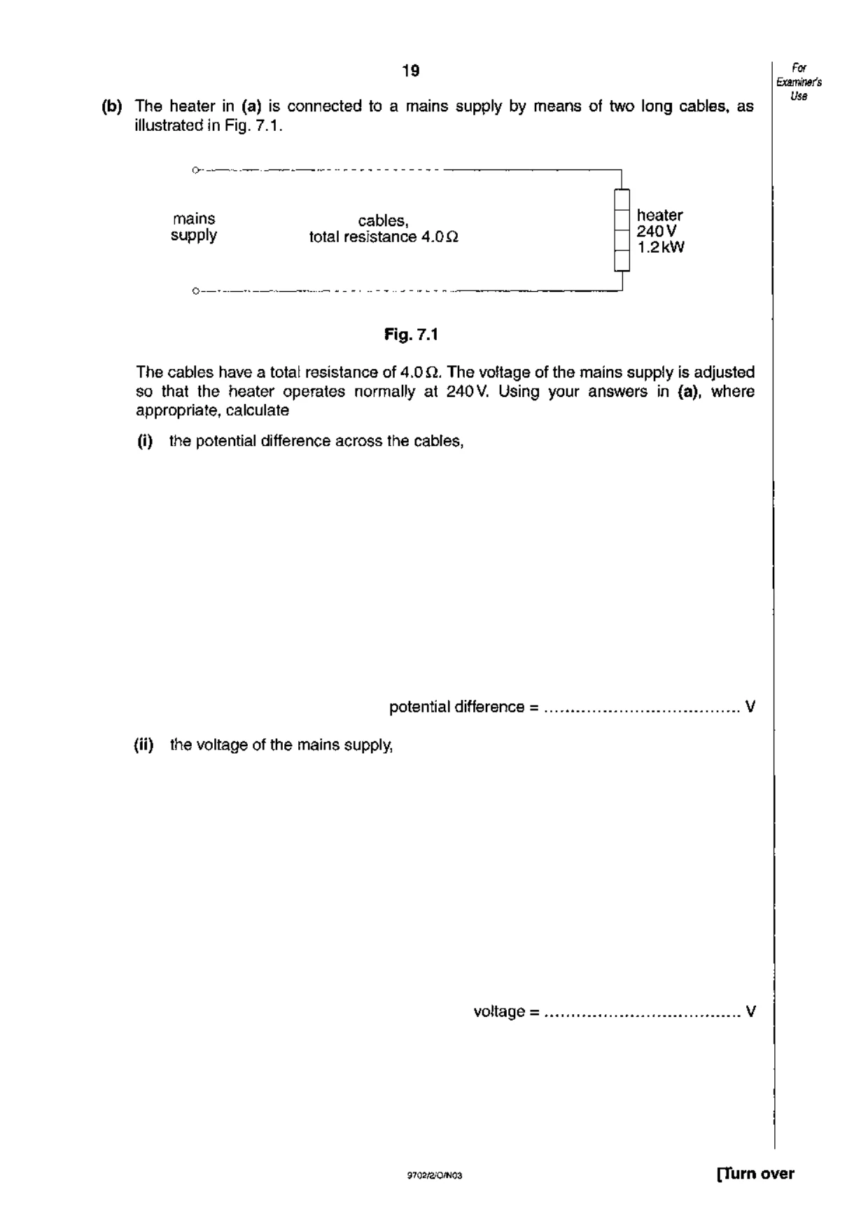 Cambridge A Level Physics 9702 2003 Oct/Nov Paper 2 · Variant 1 question paper, page 19 of 20