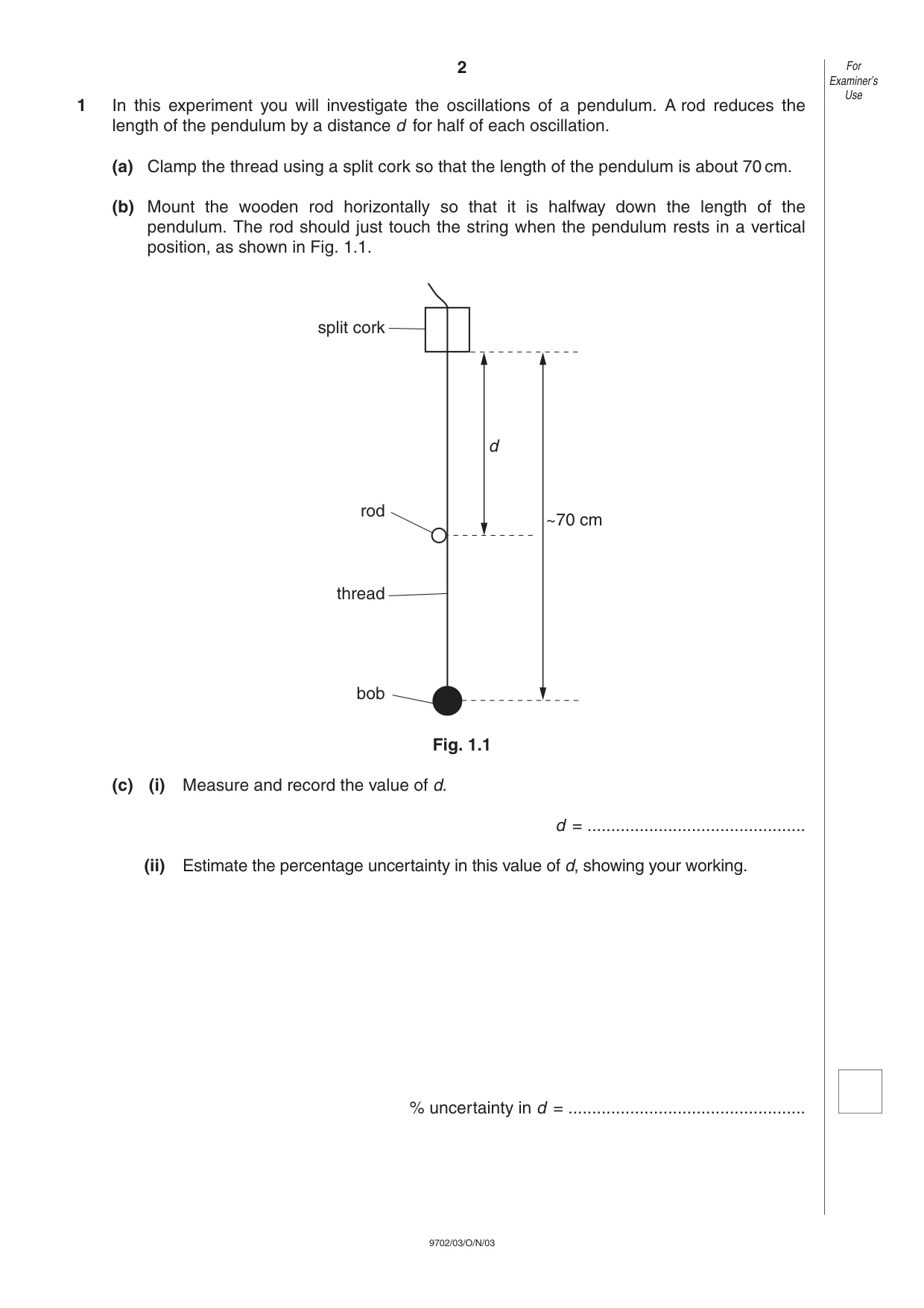 Cambridge A Level Physics 9702 2003 Oct/Nov Paper 3 · Variant 1 question paper, page 2 of 8