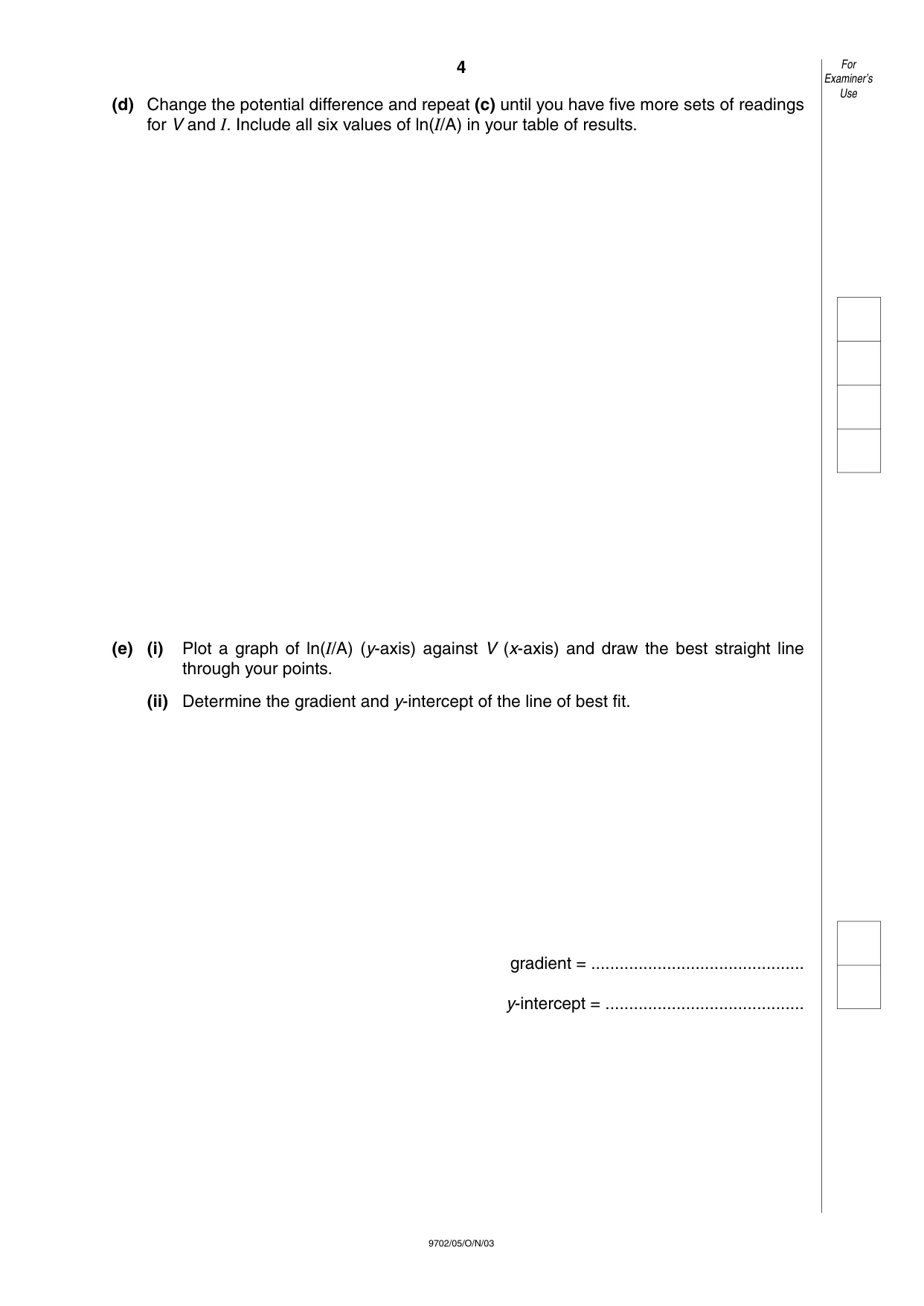 Cambridge A Level Physics 9702 2003 Oct/Nov Paper 5 · Variant 1 question paper, page 4 of 12