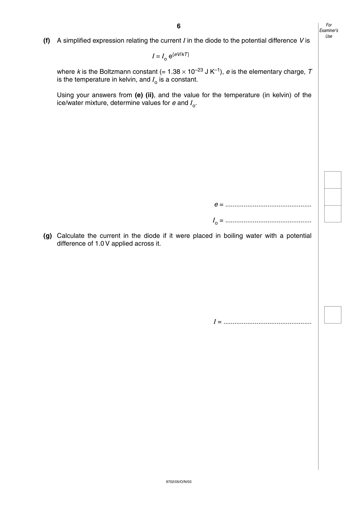 Cambridge A Level Physics 9702 2003 Oct/Nov Paper 5 · Variant 1 question paper, page 6 of 12