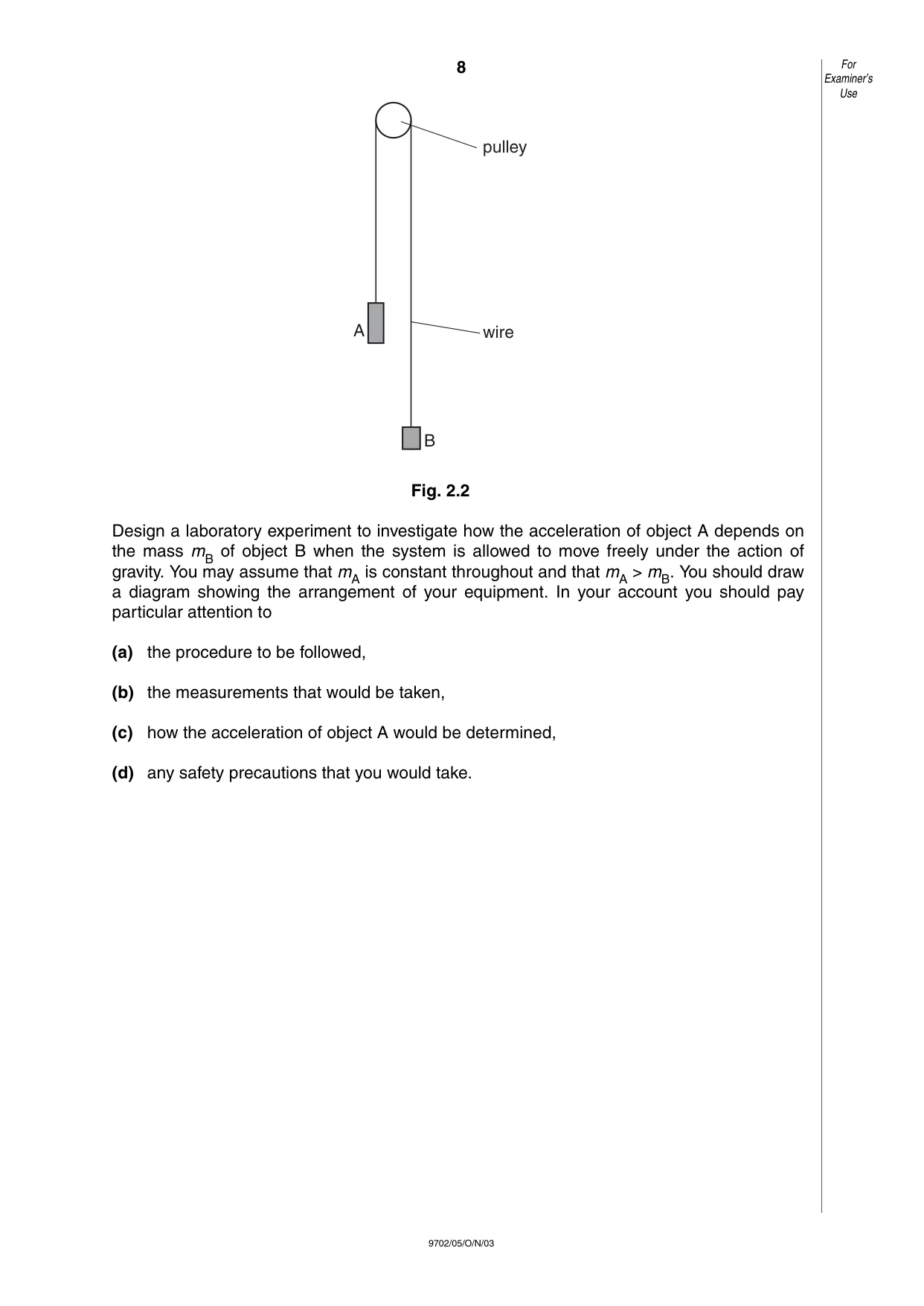 Cambridge A Level Physics 9702 2003 Oct/Nov Paper 5 · Variant 1 question paper, page 8 of 12
