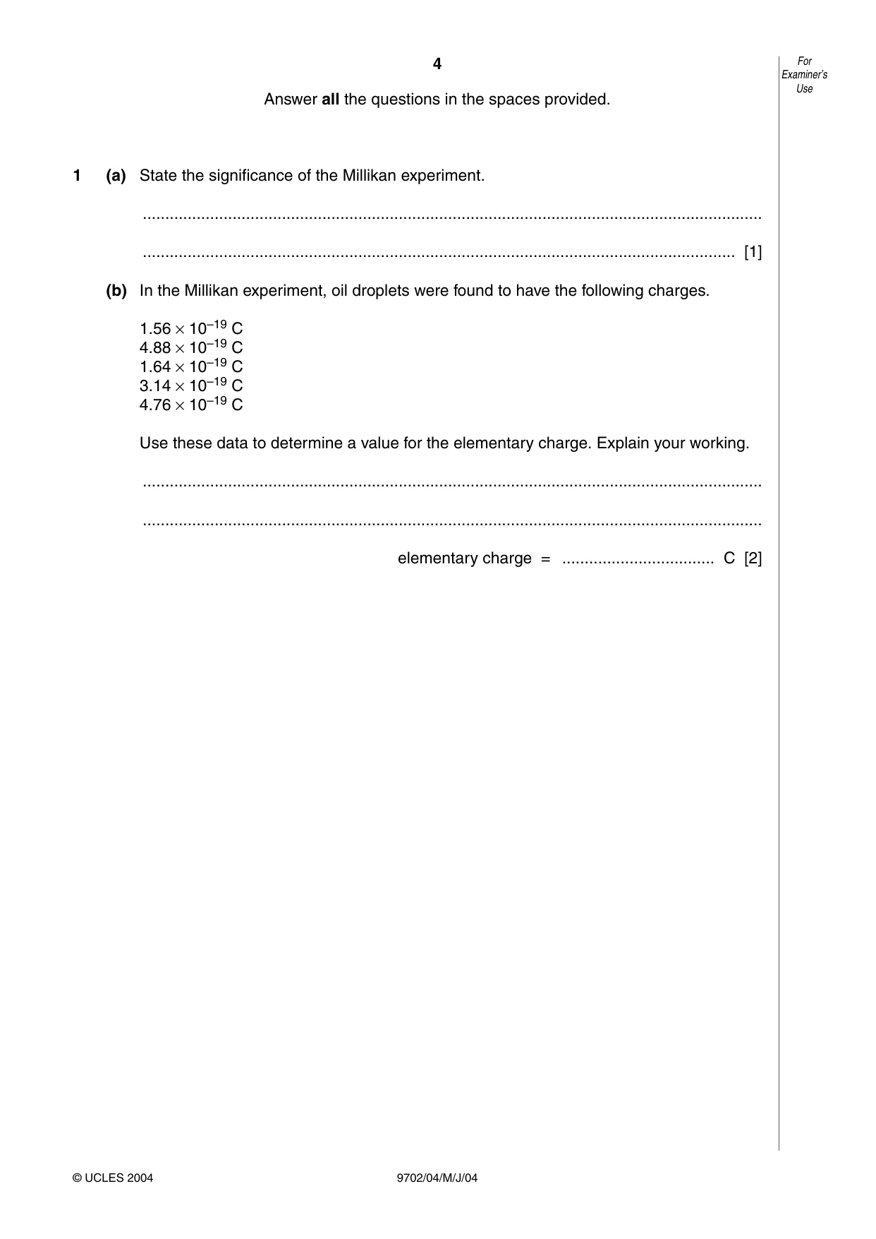 Cambridge A Level Physics 9702 2004 May/June Paper 4 · Variant 1 question paper, page 4 of 16