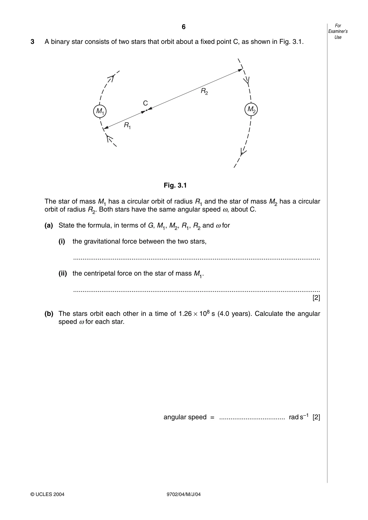 Cambridge A Level Physics 9702 2004 May/June Paper 4 · Variant 1 question paper, page 6 of 16