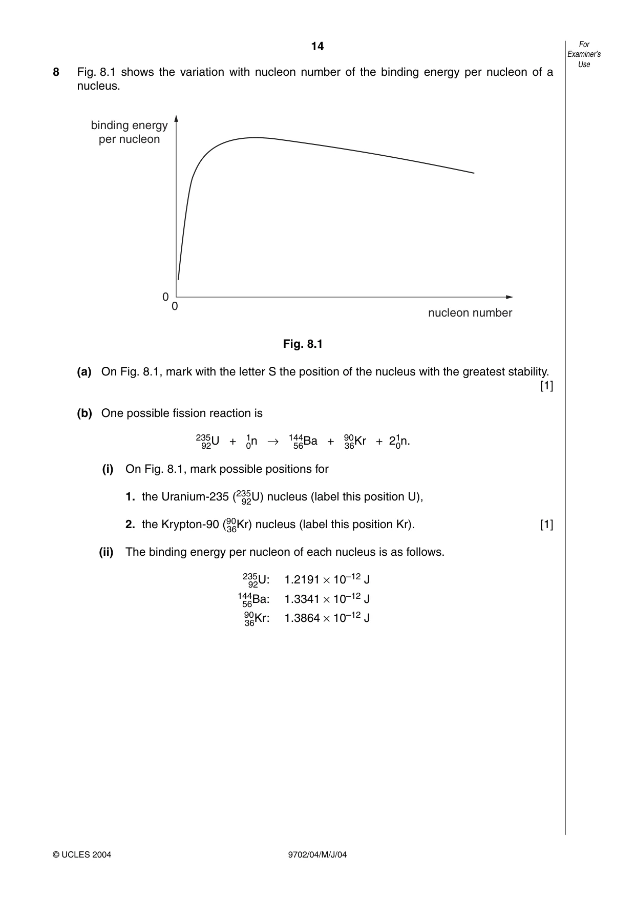 Cambridge A Level Physics 9702 2004 May/June Paper 4 · Variant 1 question paper, page 14 of 16