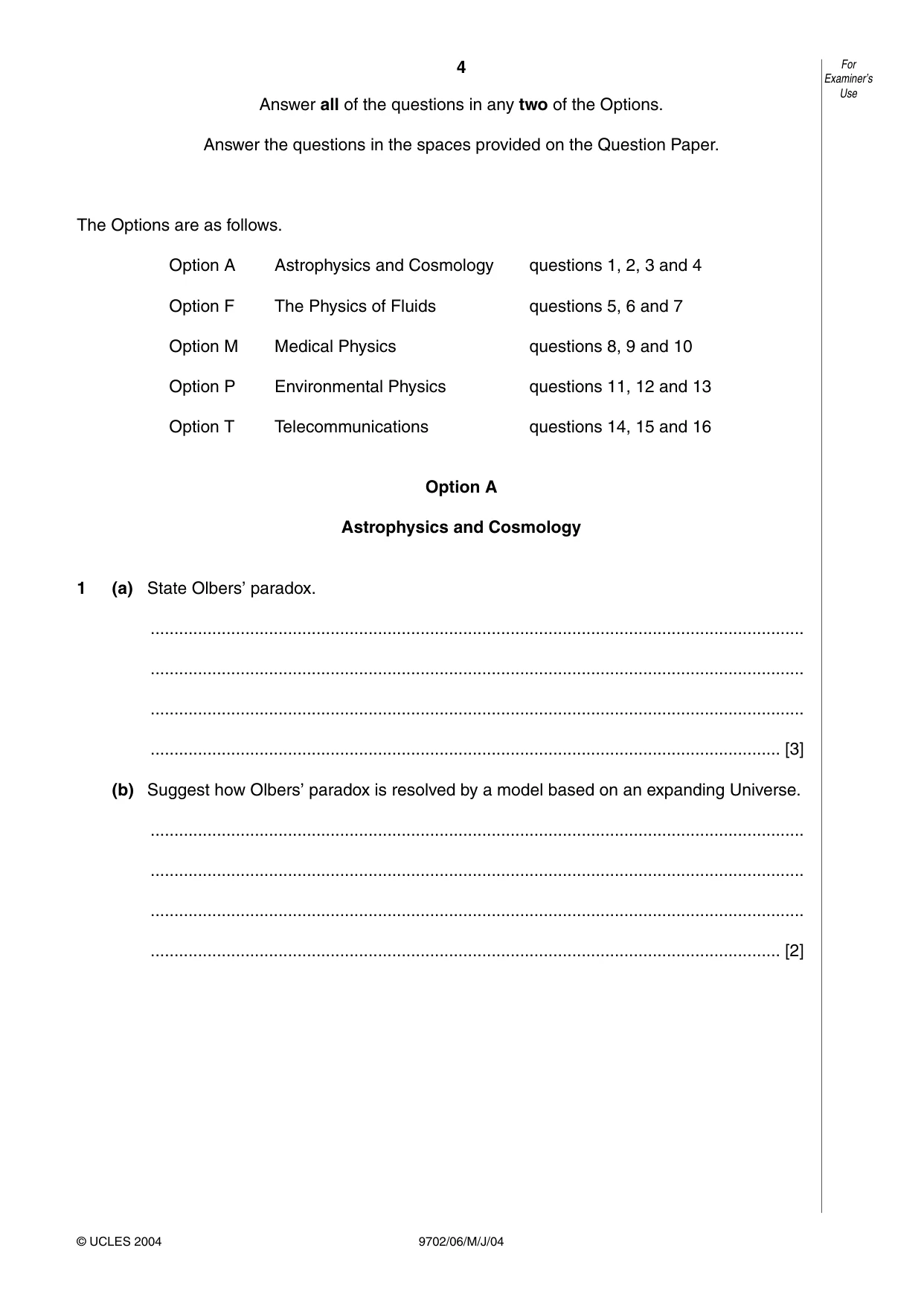 Cambridge A Level Physics 9702 2004 May/June Paper 6 · Variant 1 question paper, page 4 of 24