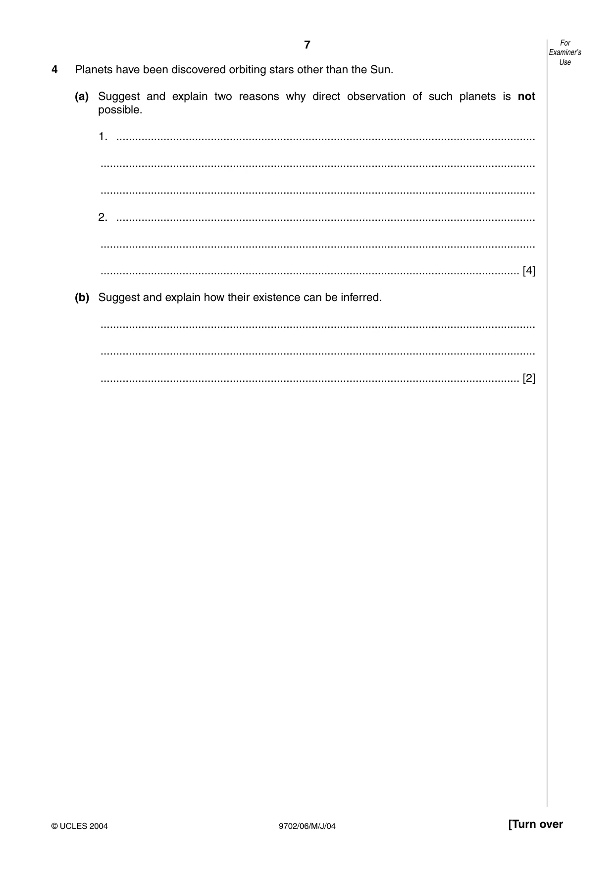 Cambridge A Level Physics 9702 2004 May/June Paper 6 · Variant 1 question paper, page 7 of 24