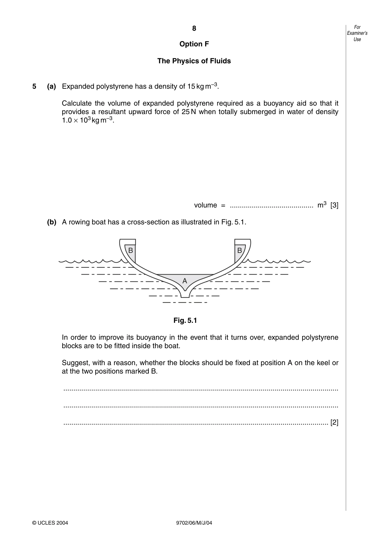 Cambridge A Level Physics 9702 2004 May/June Paper 6 · Variant 1 question paper, page 8 of 24