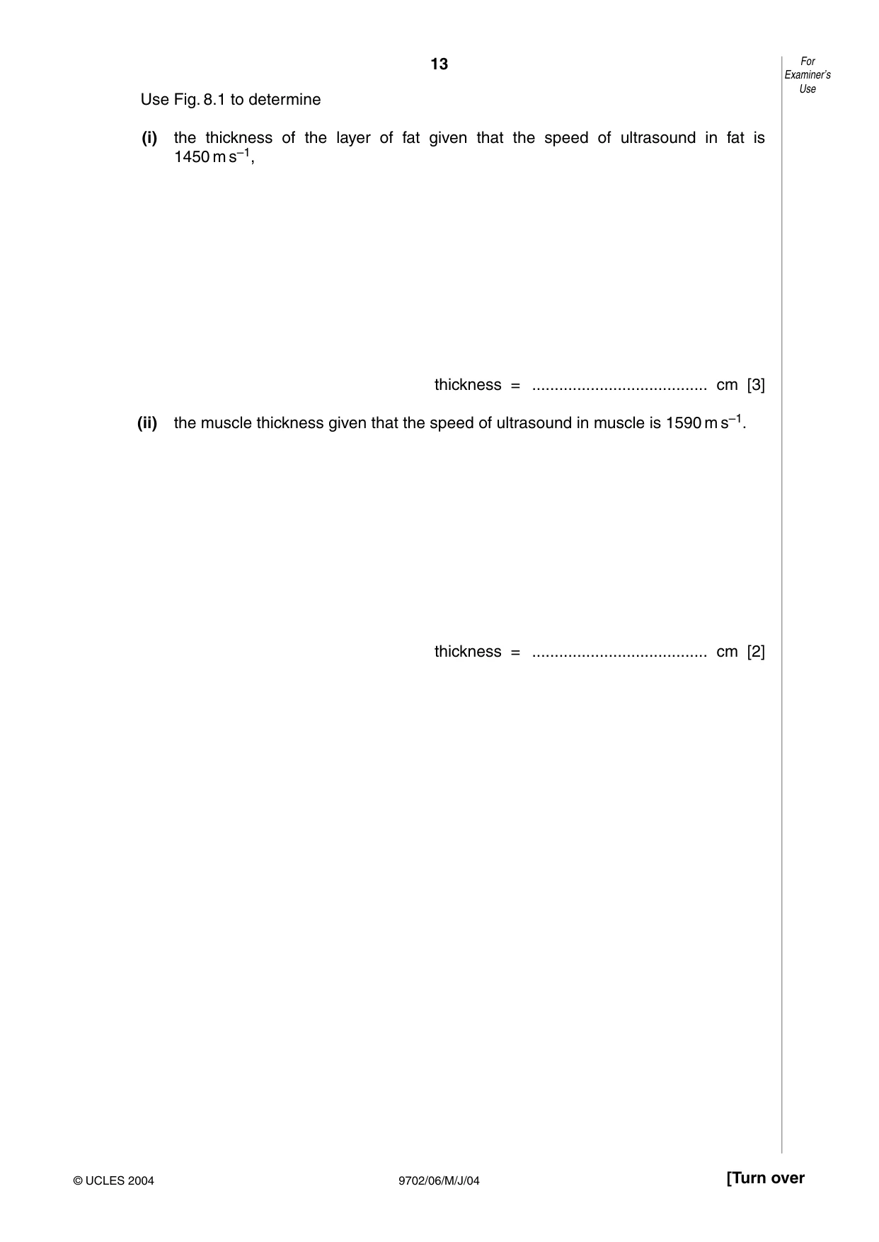 Cambridge A Level Physics 9702 2004 May/June Paper 6 · Variant 1 question paper, page 13 of 24