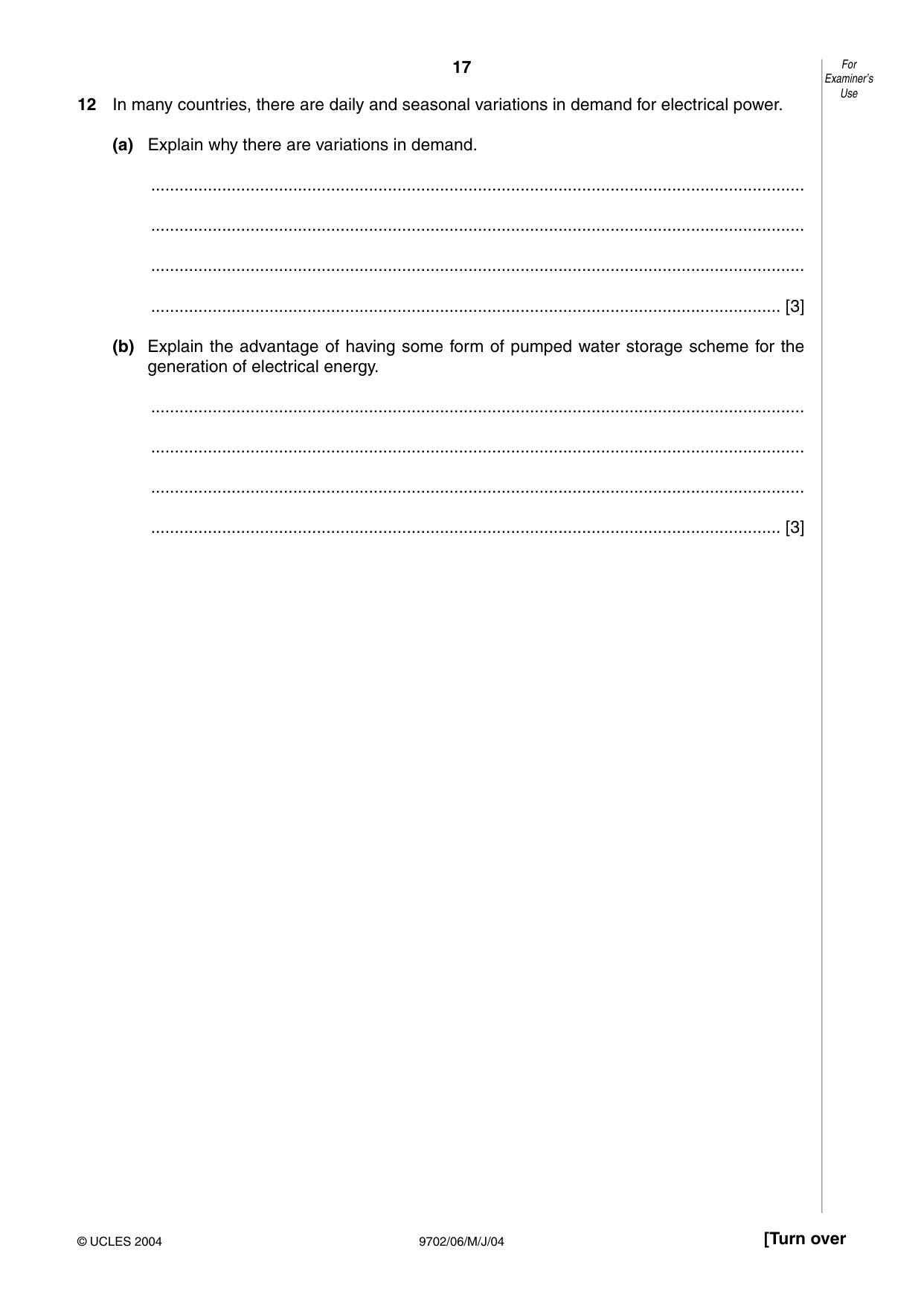 Cambridge A Level Physics 9702 2004 May/June Paper 6 · Variant 1 question paper, page 17 of 24