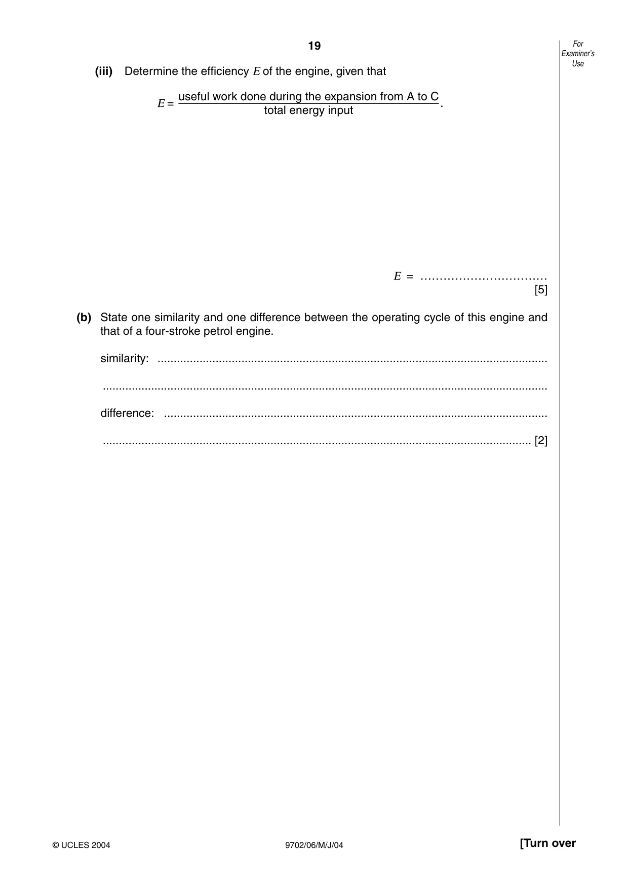 Cambridge A Level Physics 9702 2004 May/June Paper 6 · Variant 1 question paper, page 19 of 24