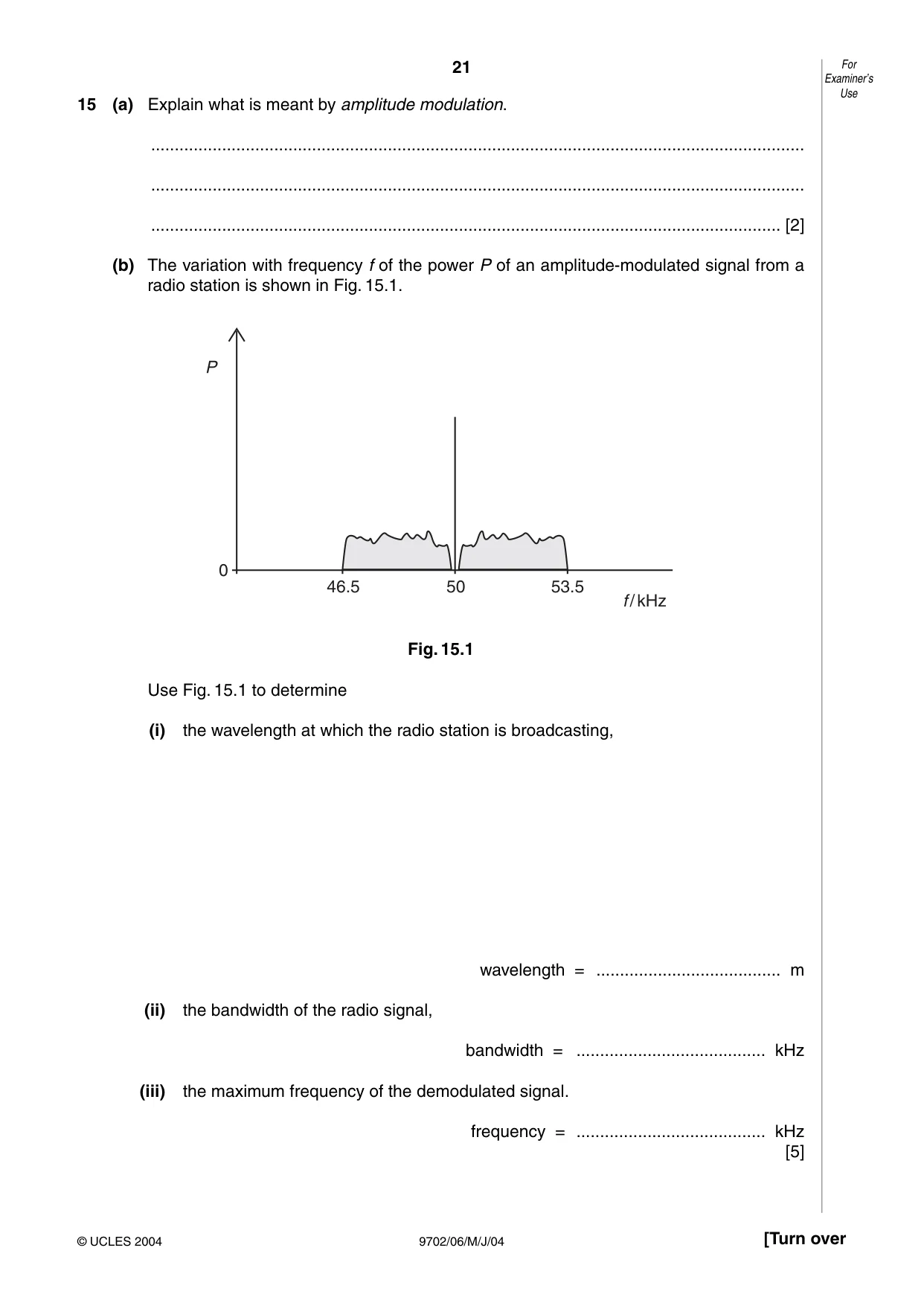 Cambridge A Level Physics 9702 2004 May/June Paper 6 · Variant 1 question paper, page 21 of 24