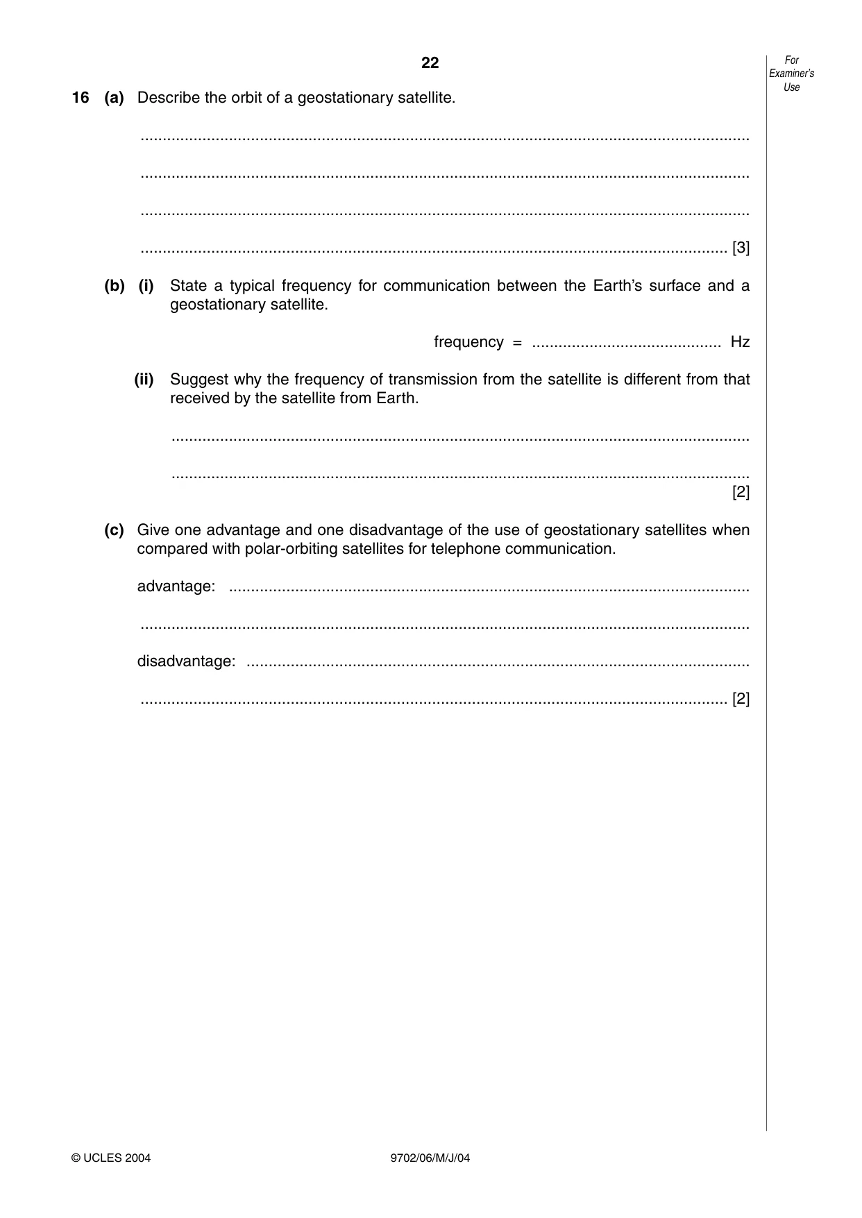 Cambridge A Level Physics 9702 2004 May/June Paper 6 · Variant 1 question paper, page 22 of 24