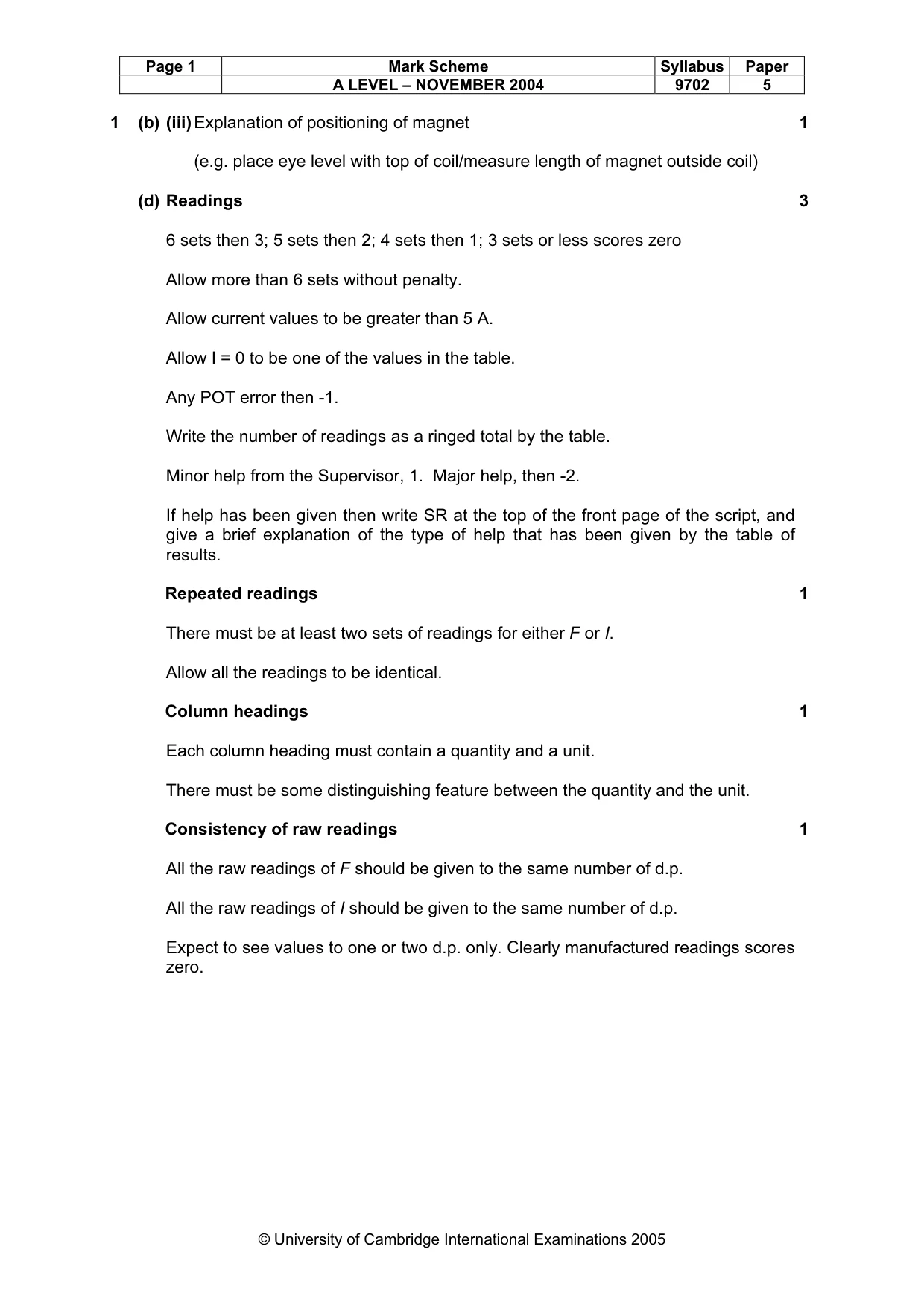 Mark scheme, page 4 of 8