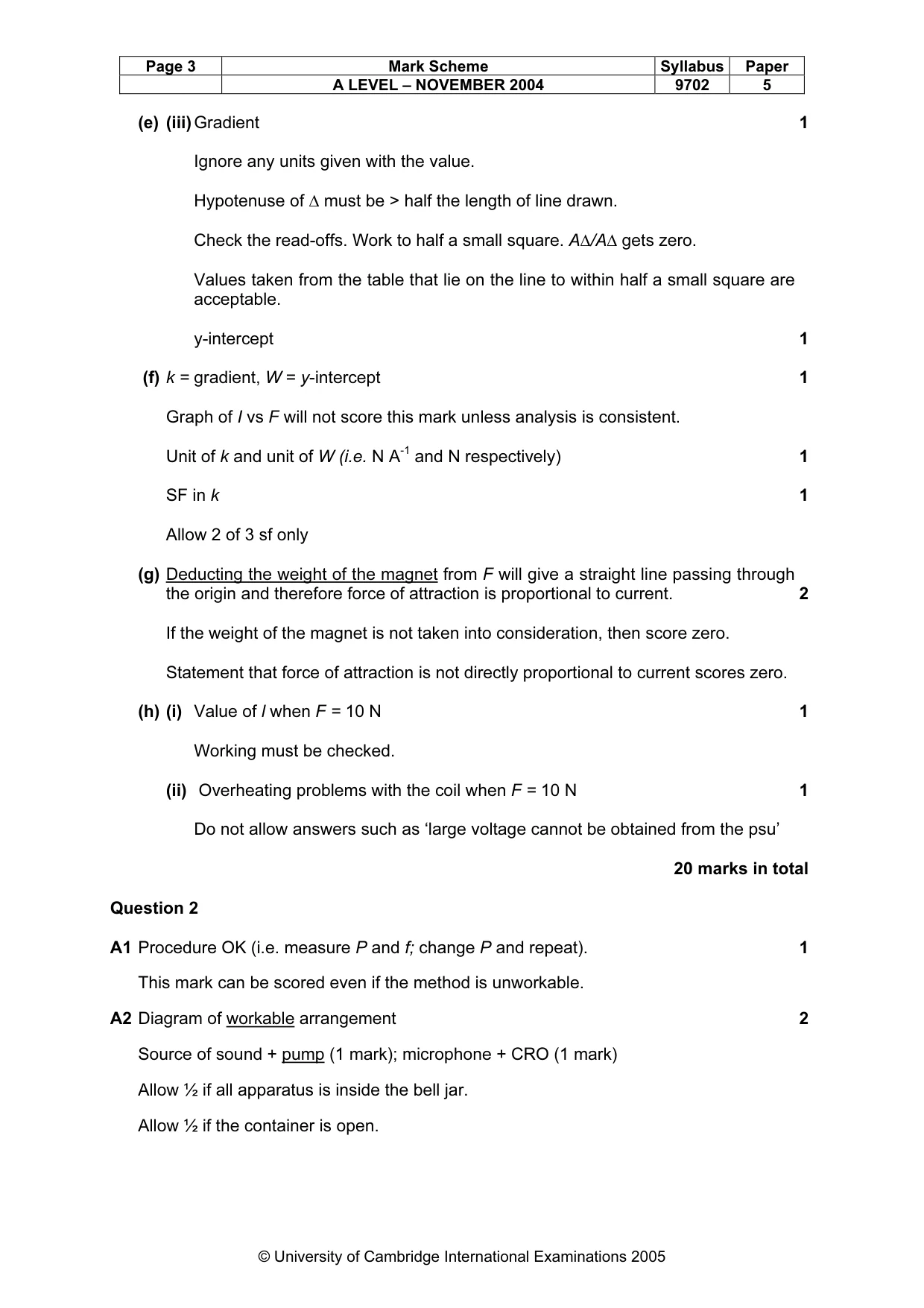 Mark scheme, page 6 of 8