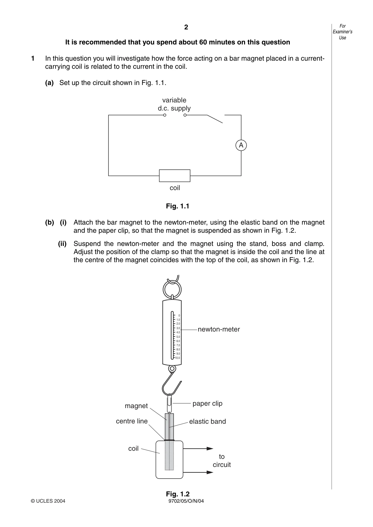 Cambridge A Level Physics 9702 2004 Oct/Nov Paper 5 · Variant 1 question paper, page 2 of 12