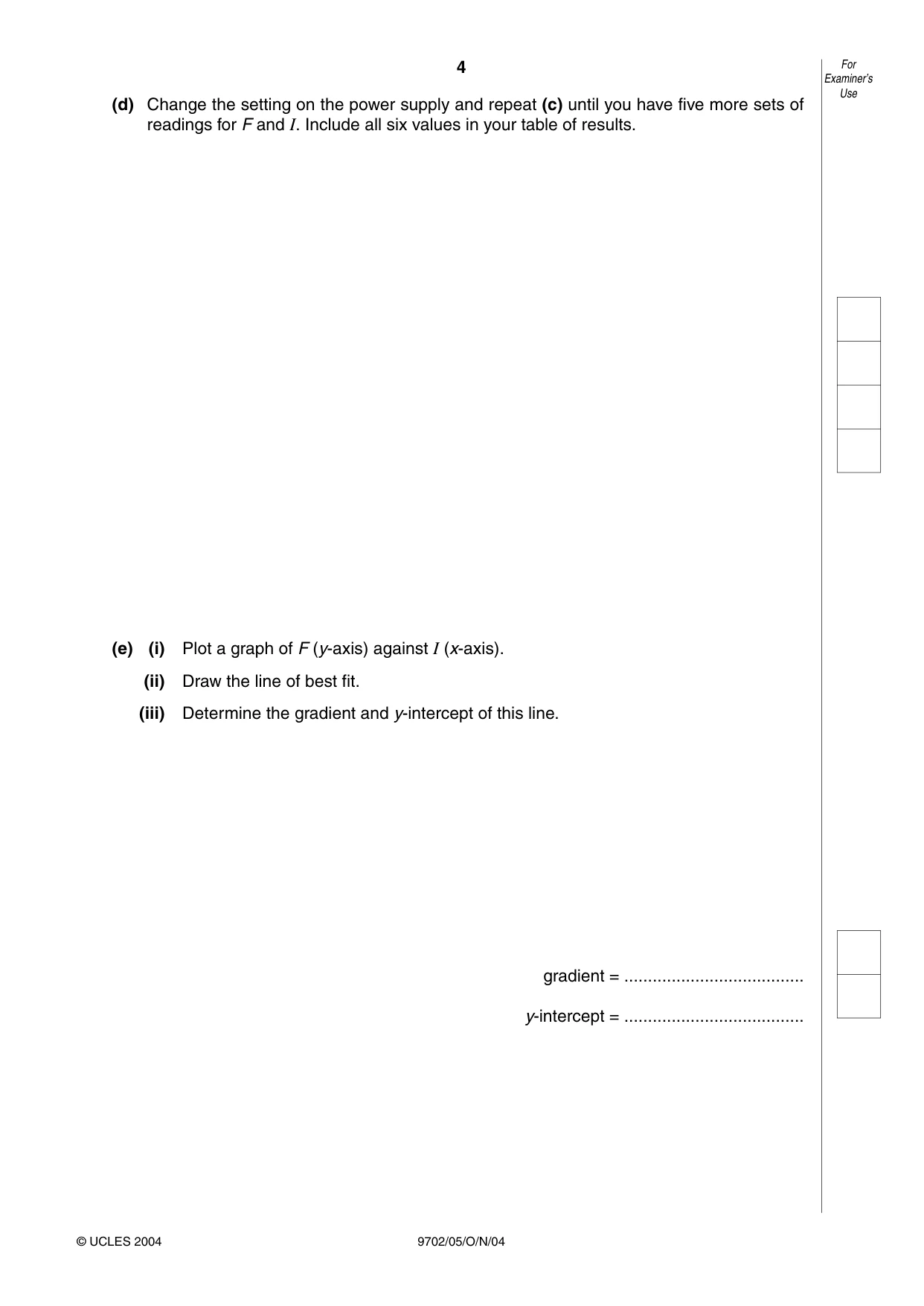Cambridge A Level Physics 9702 2004 Oct/Nov Paper 5 · Variant 1 question paper, page 4 of 12