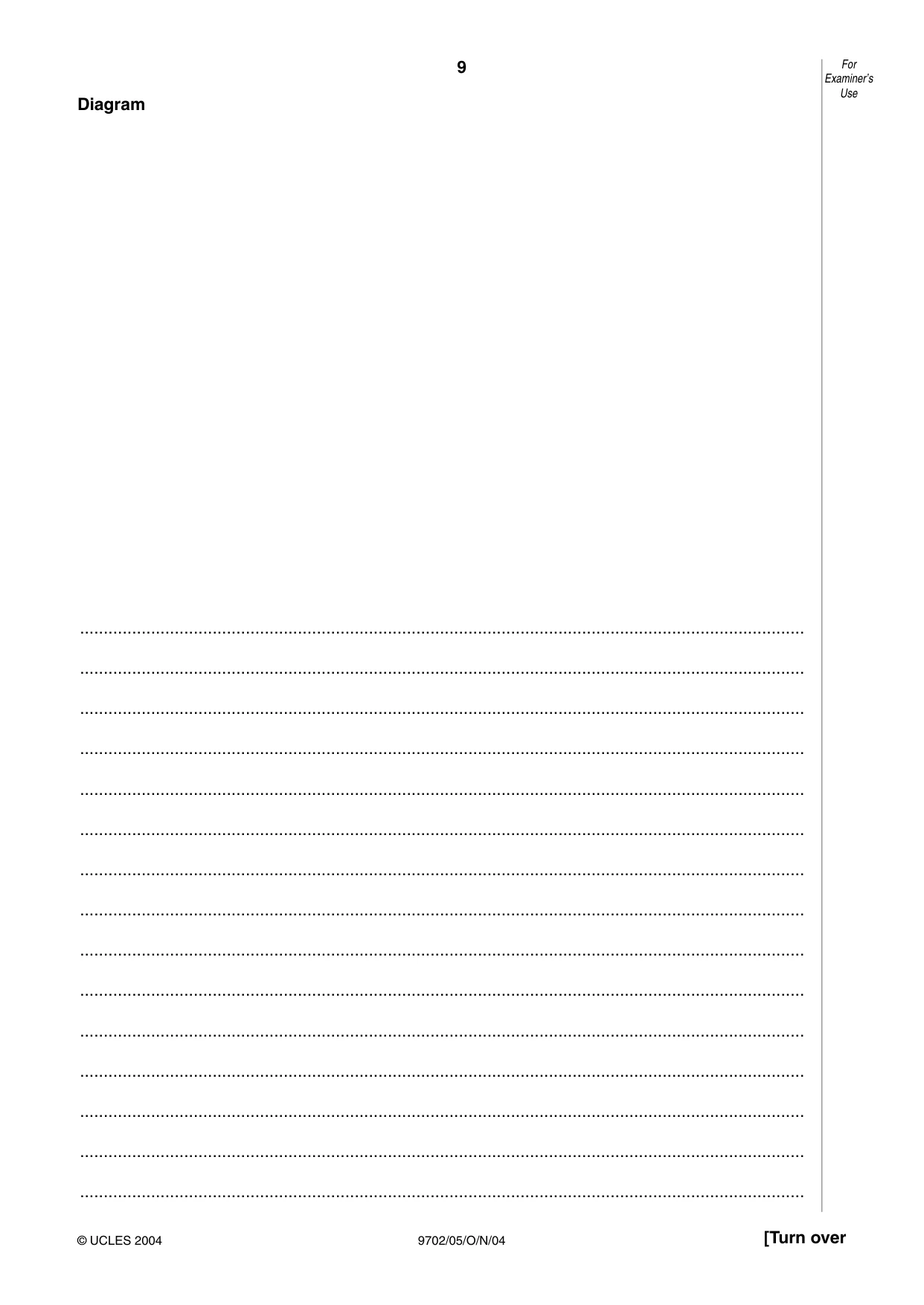 Cambridge A Level Physics 9702 2004 Oct/Nov Paper 5 · Variant 1 question paper, page 9 of 12