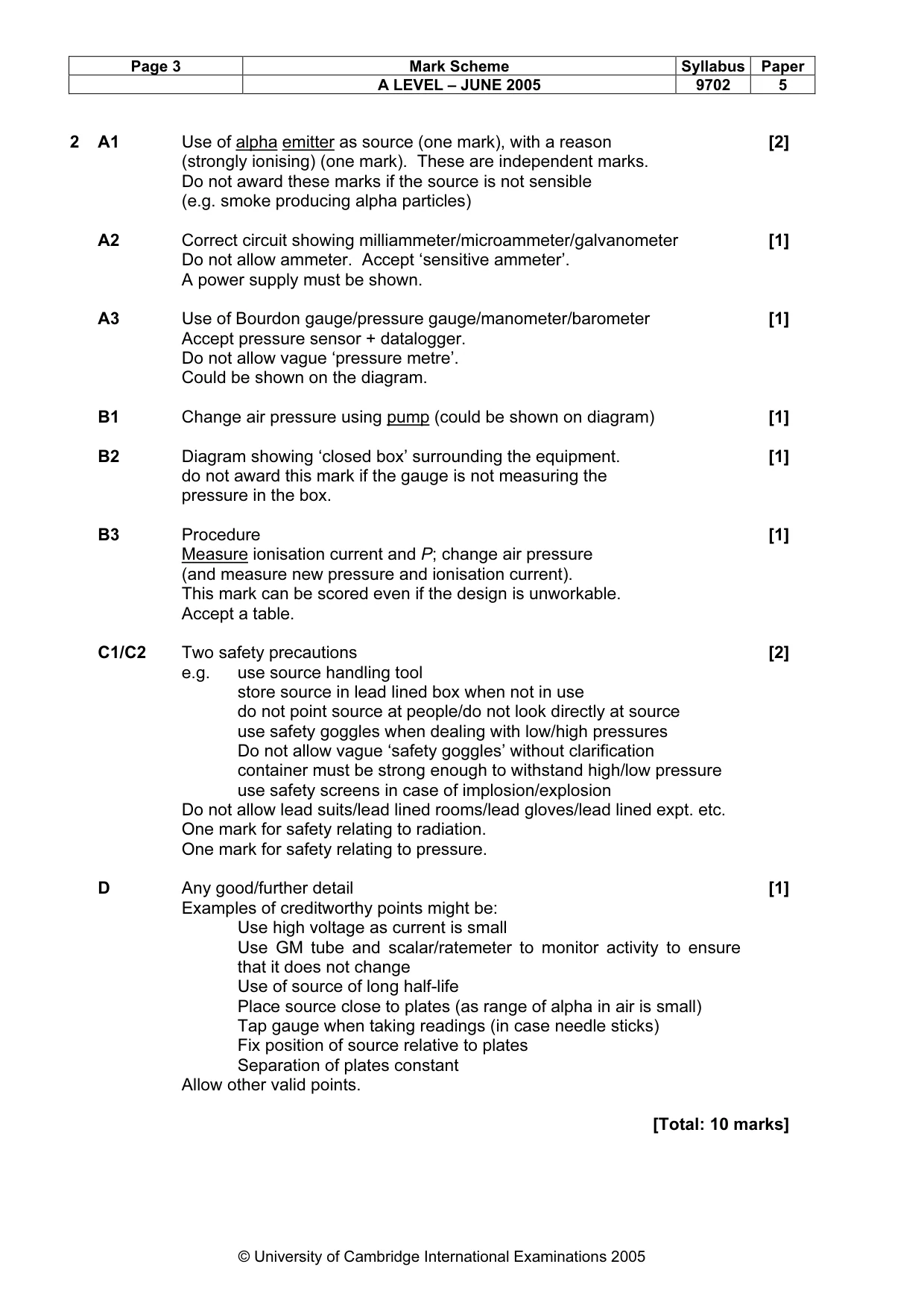 Mark scheme, page 6 of 6