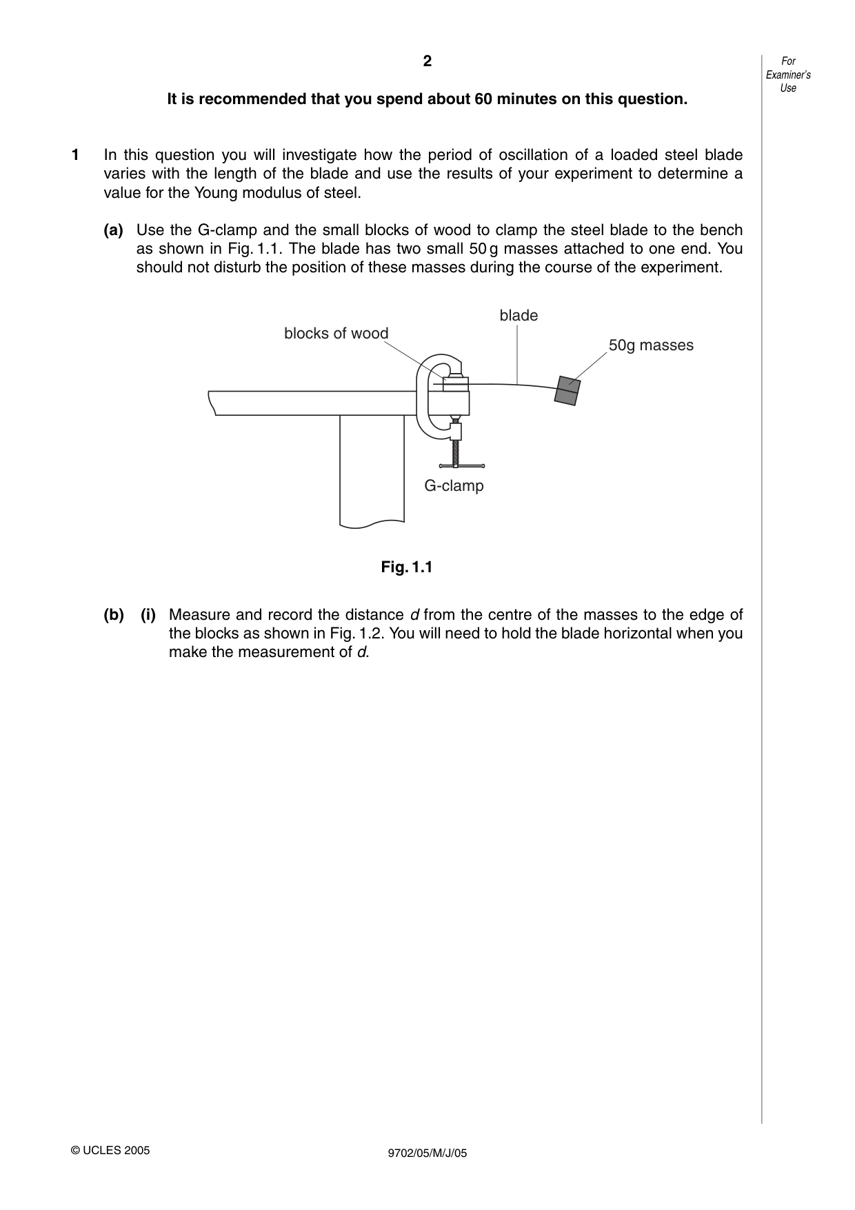 Cambridge A Level Physics 9702 2005 May/June Paper 5 · Variant 1 question paper, page 2 of 12