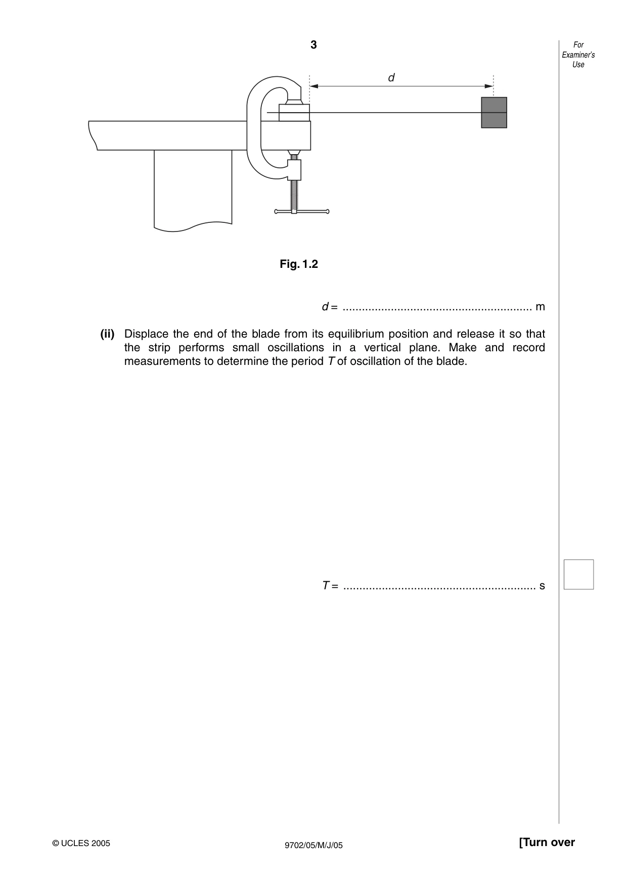 Cambridge A Level Physics 9702 2005 May/June Paper 5 · Variant 1 question paper, page 3 of 12