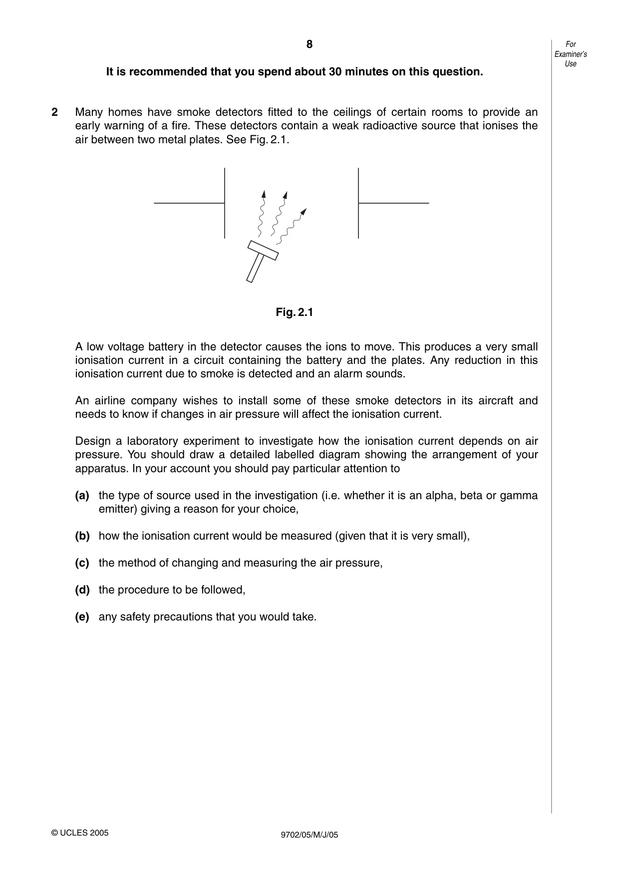 Cambridge A Level Physics 9702 2005 May/June Paper 5 · Variant 1 question paper, page 8 of 12