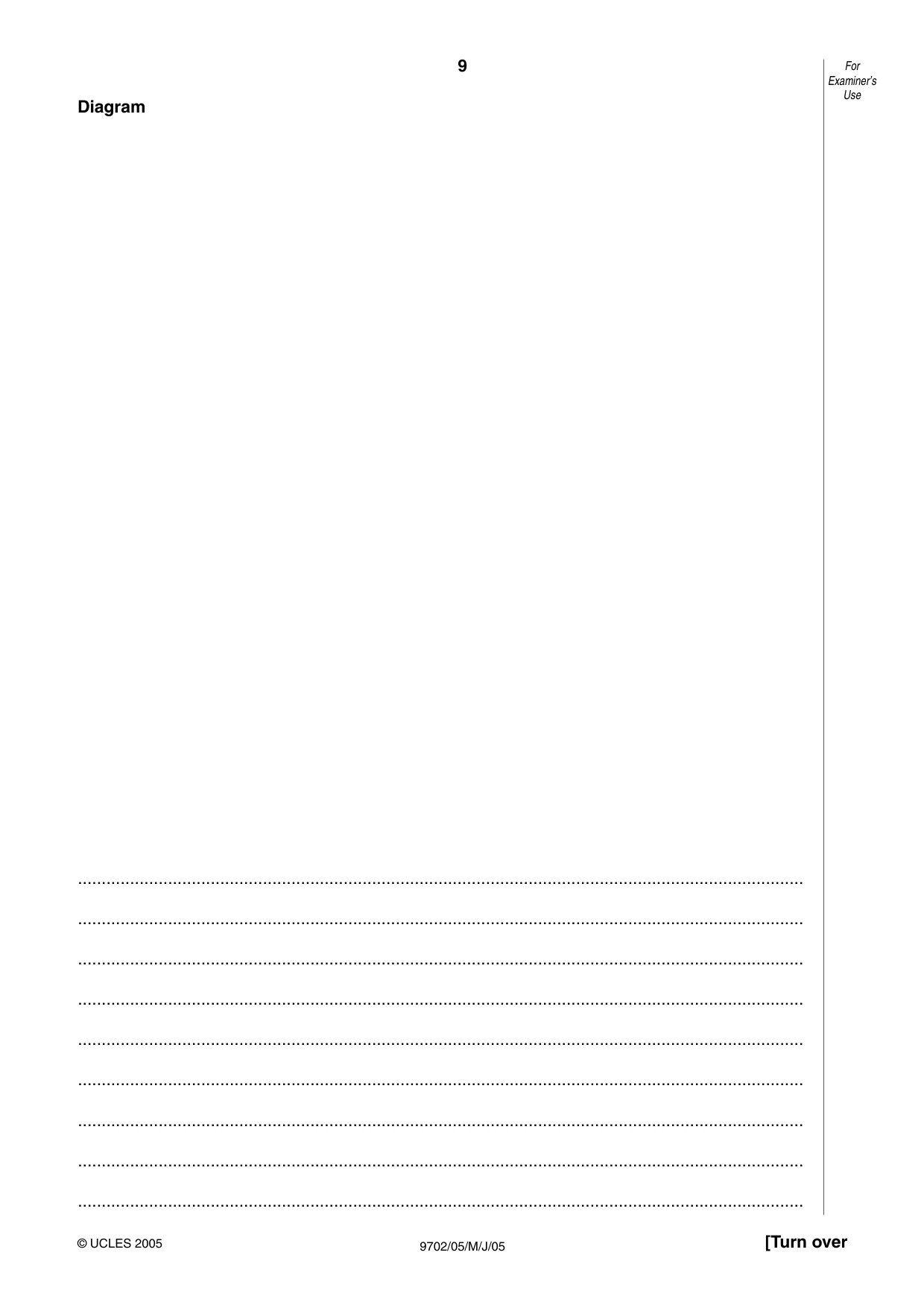 Cambridge A Level Physics 9702 2005 May/June Paper 5 · Variant 1 question paper, page 9 of 12