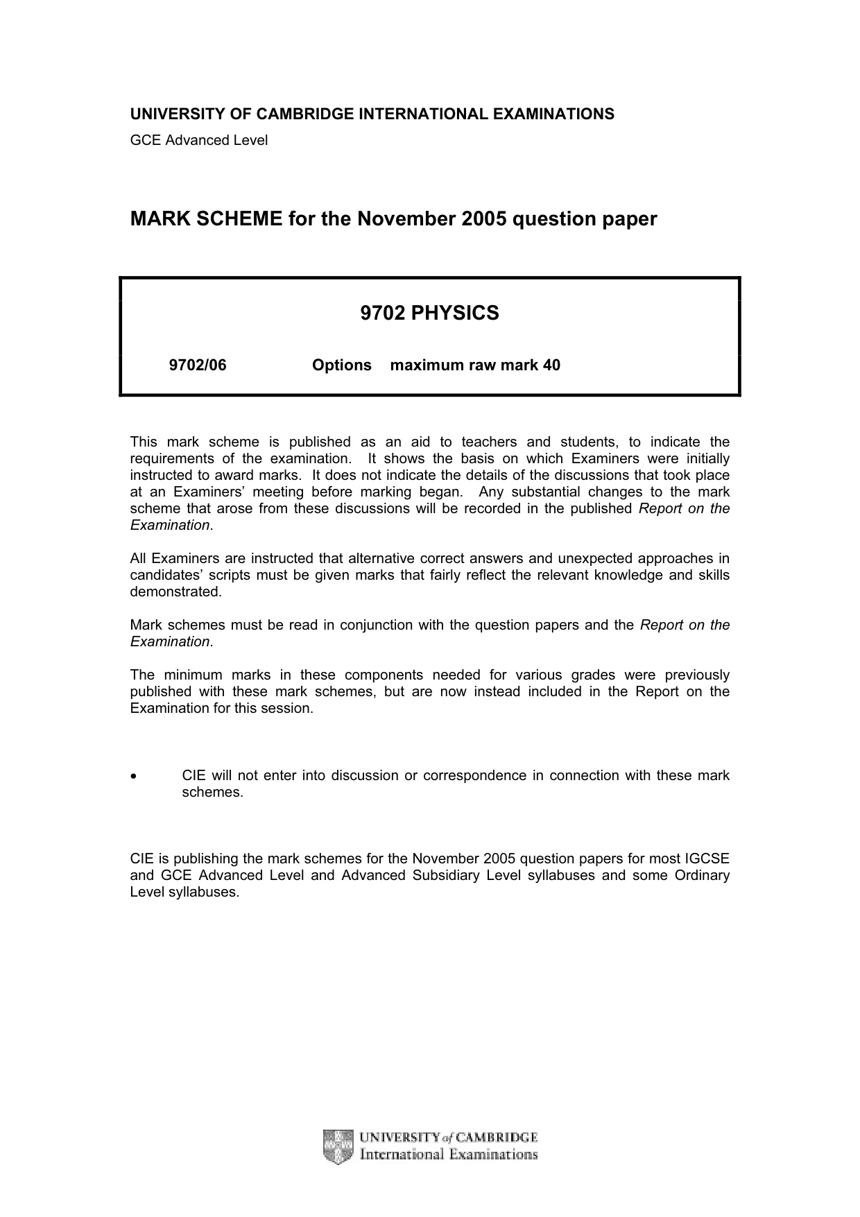 Mark scheme, page 1 of 6