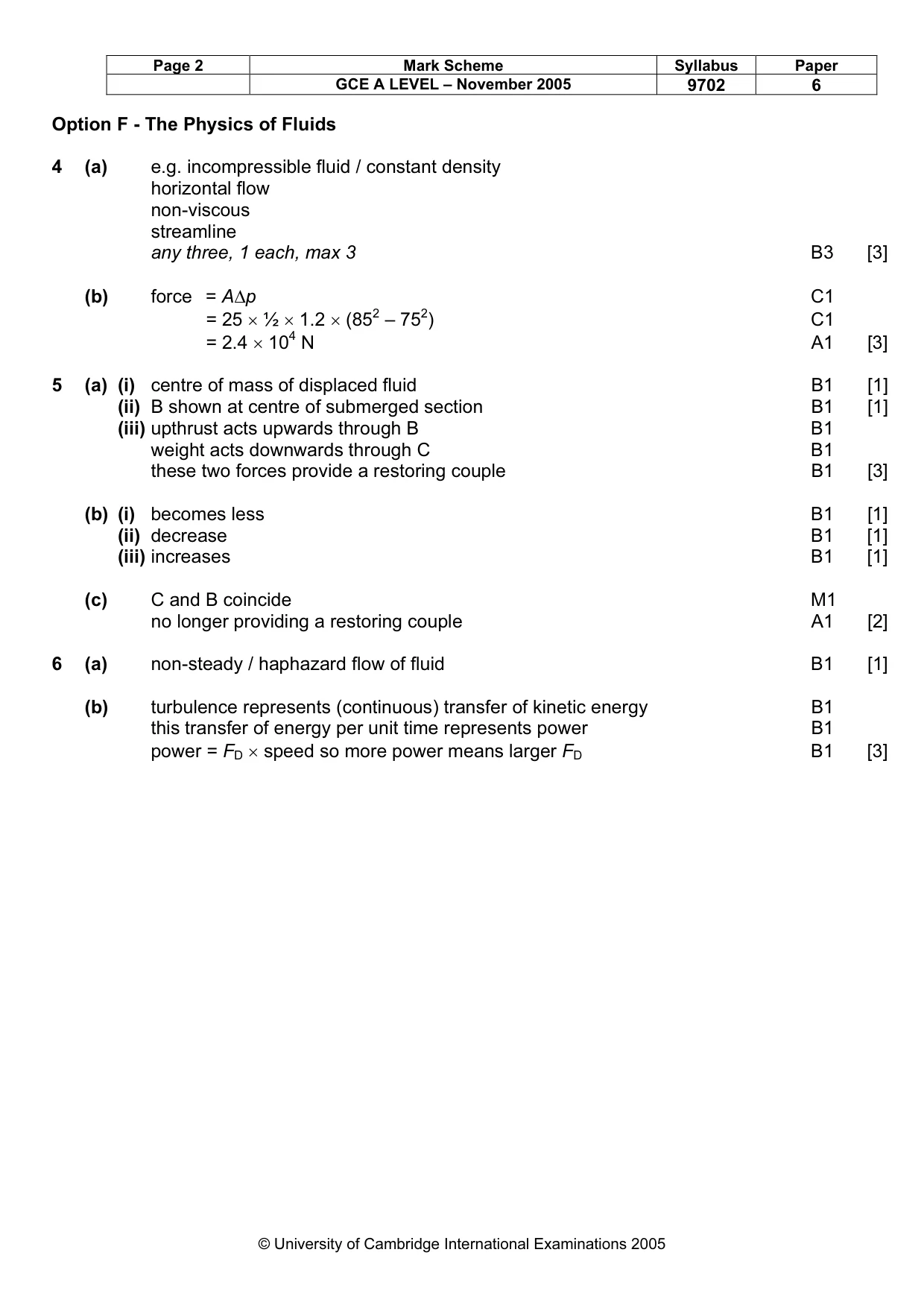 Mark scheme, page 3 of 6