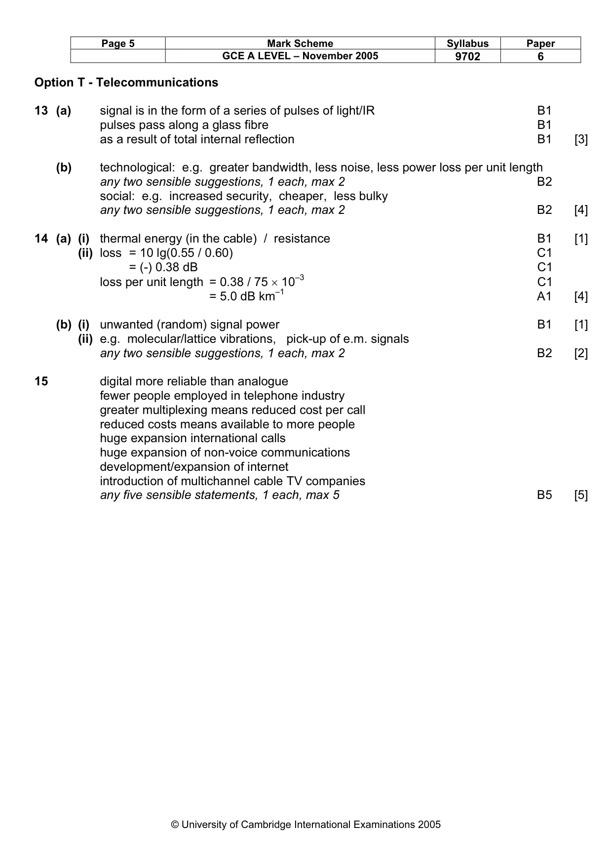 Mark scheme, page 6 of 6