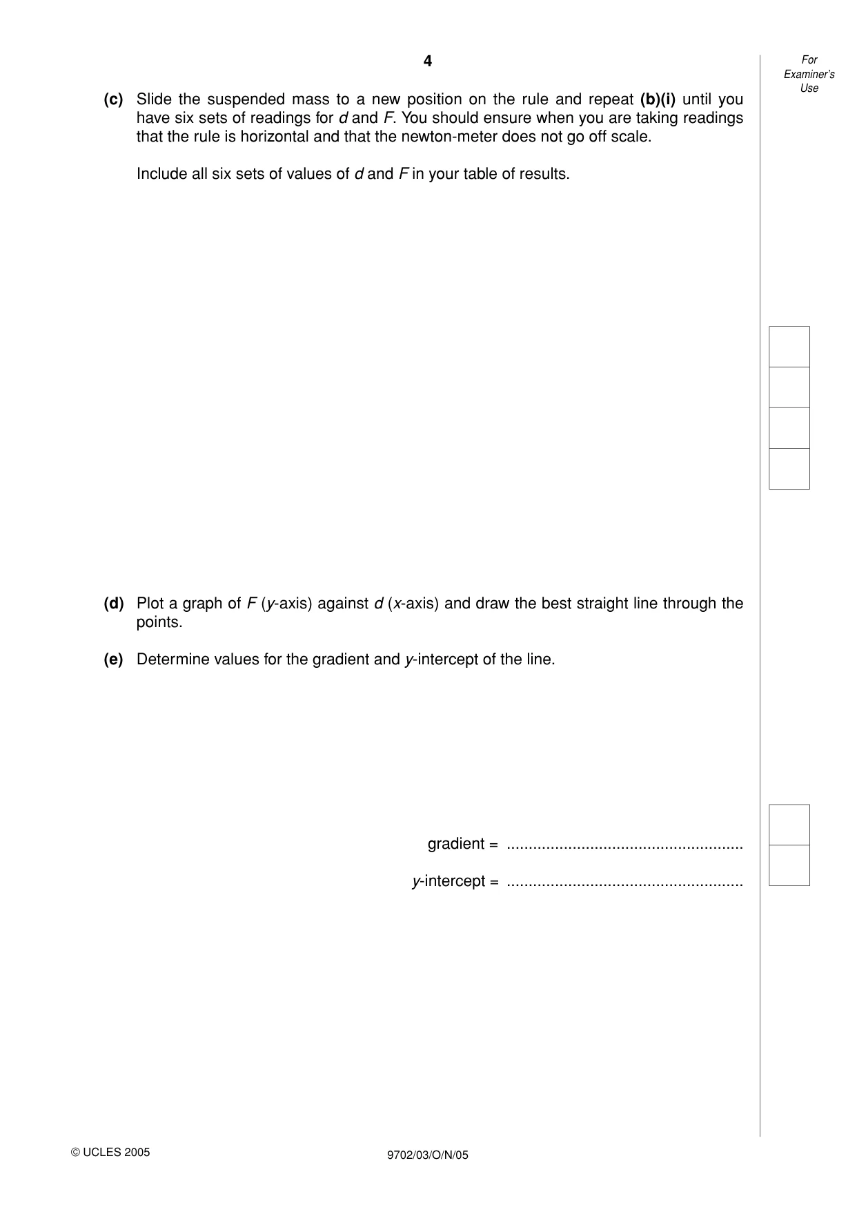 Cambridge A Level Physics 9702 2005 Oct/Nov Paper 3 · Variant 1 question paper, page 4 of 8