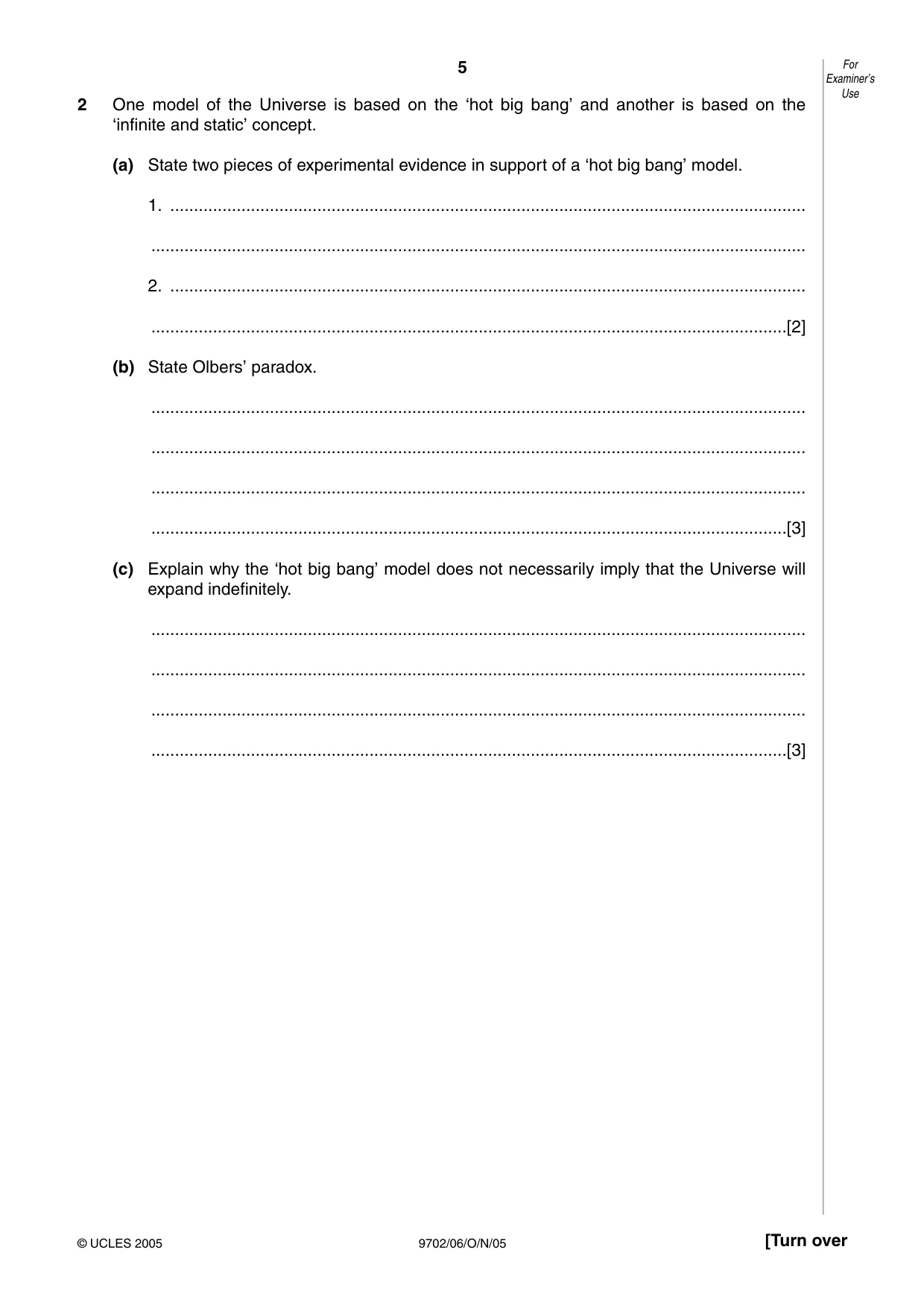 Cambridge A Level Physics 9702 2005 Oct/Nov Paper 6 · Variant 1 question paper, page 5 of 20